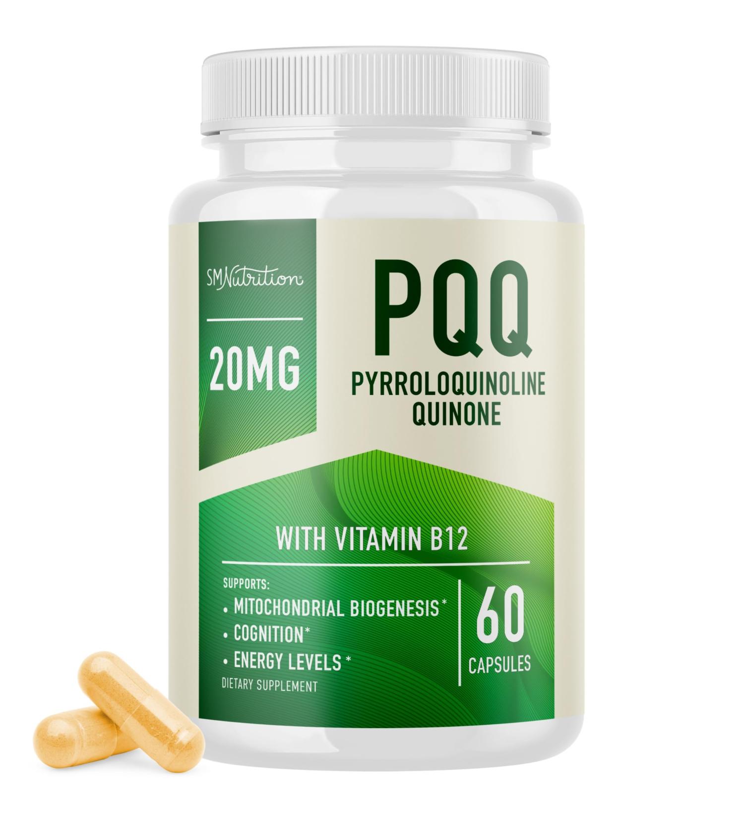 PQQ Supplement 20mg | Boost Mitochondrial Energy & Brain Health | Ultra PQQ with CoQ10 & B12 | Vegan & Gluten-Free | 60 Capsules - Buy Online on GoSupps.com