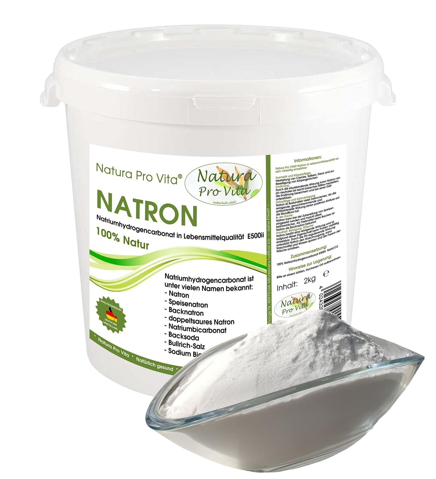 Pure E500II Natura Pro Vita Natron - 2kg Aluminum-Free Vegan Soda Powder for Dental Care Cooking Baking Cleaning & Body Care | International Shipping Available - Buy Online on GoSupps.com