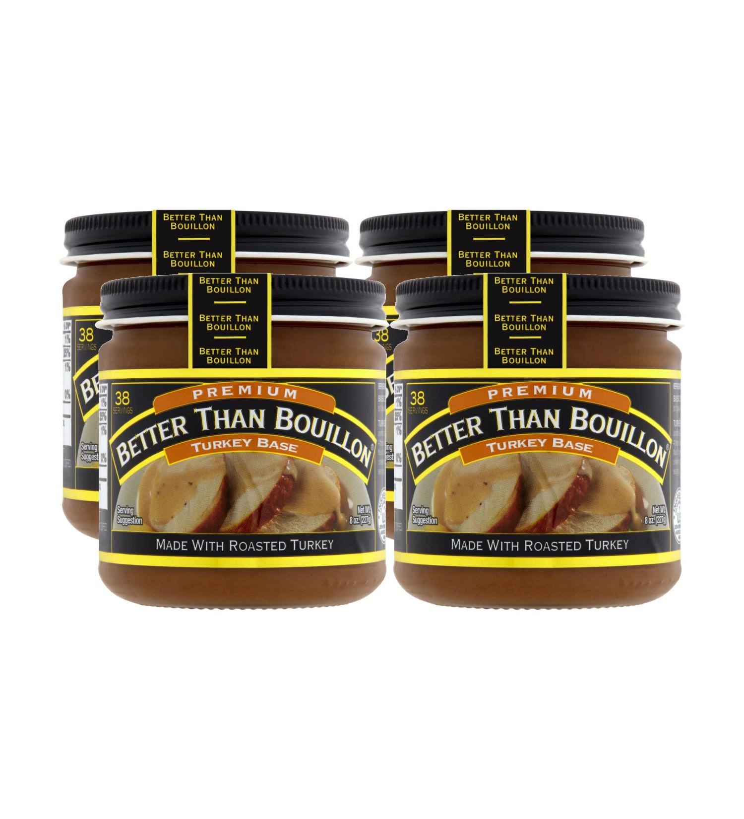 Better Than Bouillon Premium Turkey Base - Roasted Turkey Flavor - 38 Servings (8 oz Jar, Pack of 4) - Buy Online on GoSupps.com