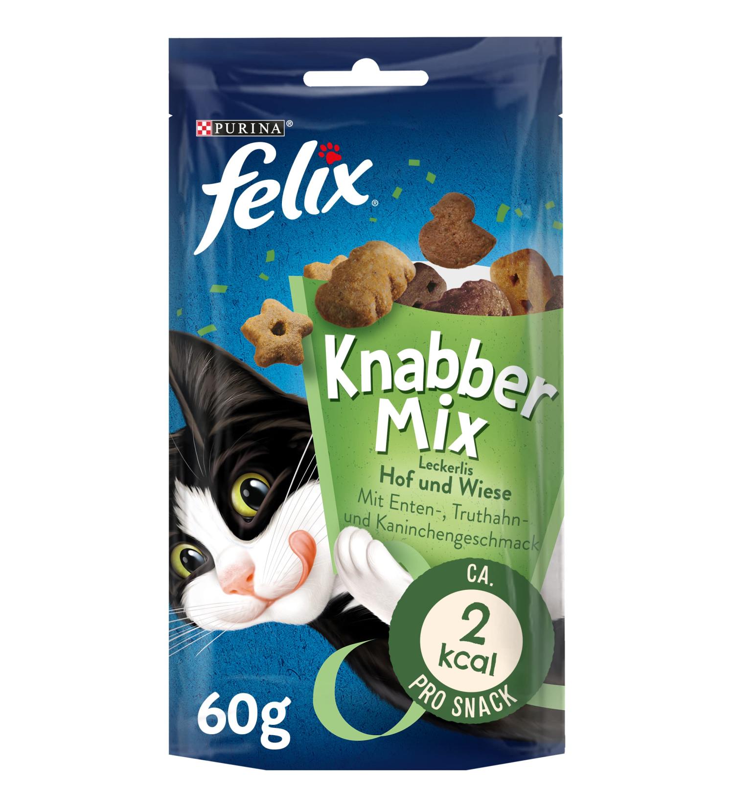 Buy FELIX KnabberMix Hof & Wiese Cat Snack - Crunchy Treats in 3 Flavours | 8 x 60g - International Shipping Available - Buy Online on GoSupps.com