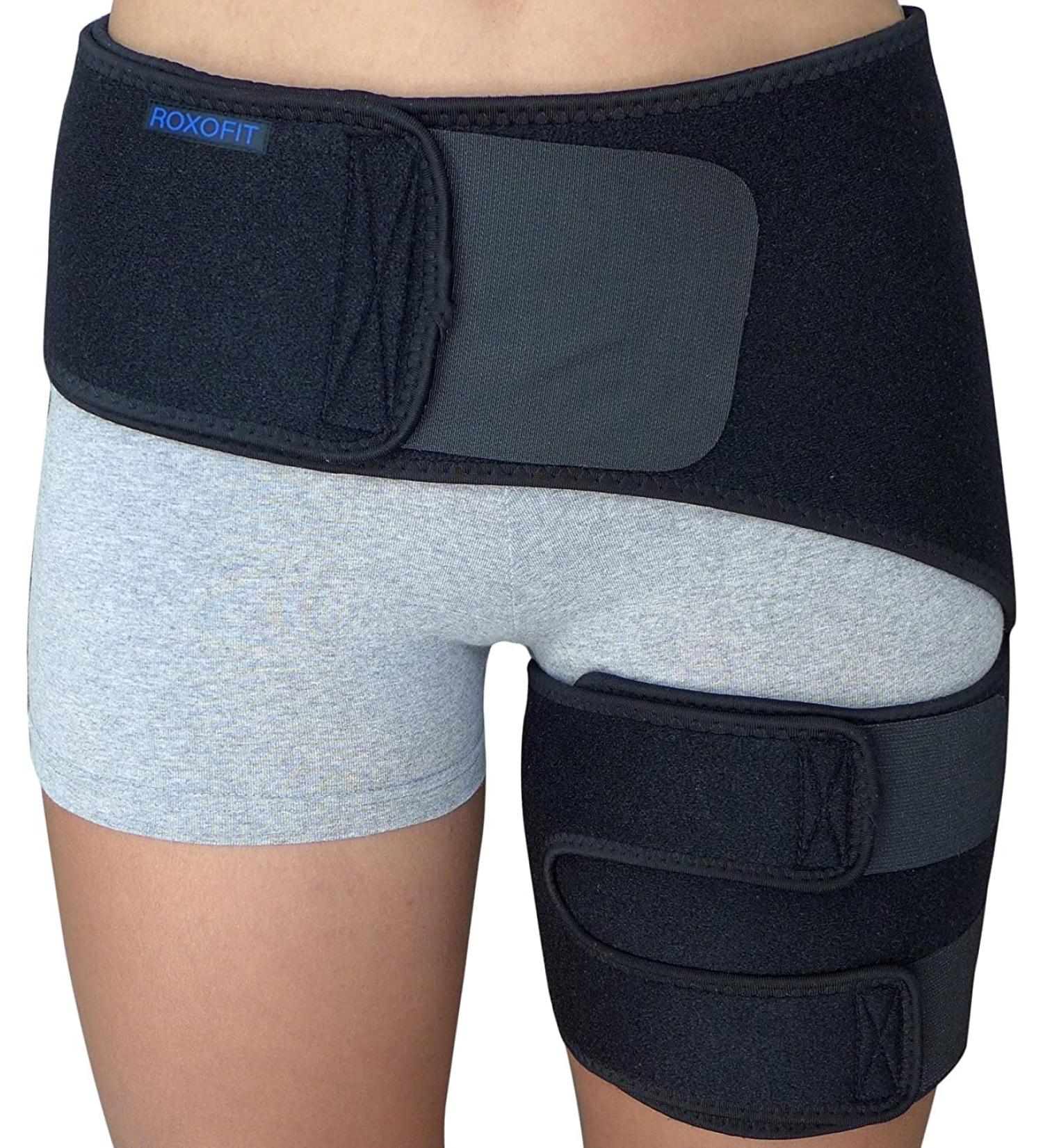 Sciatica Hip Brace - Thigh & Hamstring Compression Support for SI Joint Pain Relief - Groin Stabilizer for Labral Tear, Arthritis, Bursitis - Men & Women - Buy Online on GoSupps.com