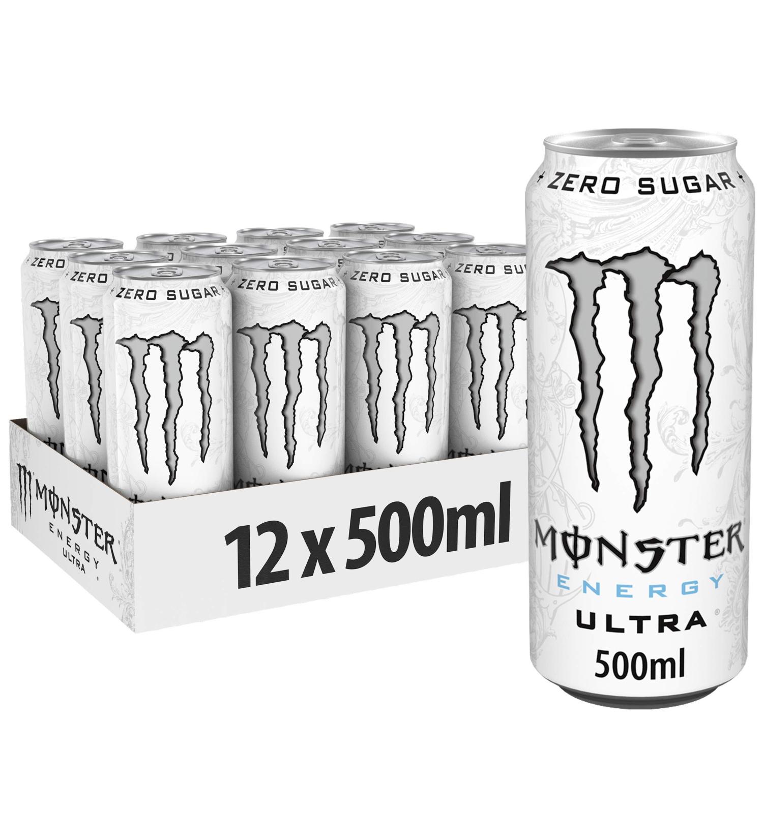 Monster - Energy Ultra - Energy Drink - 1 can - 500 ml - Energy booster - Less sweet - Lighter taste - No calories - High caffeine - Buy Online on GoSupps.com