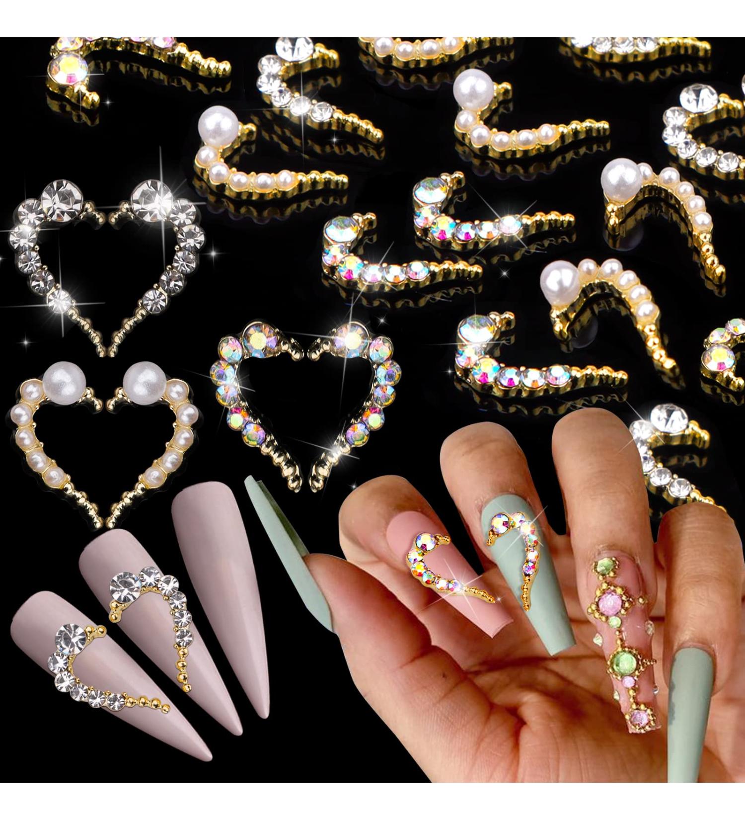 30-Piece Nail Art Rhinestones - Ebanku 3D Heart Charms for DIY Nail Decoration | Manicure Jewelry for Women & Girls - Buy Online on GoSupps.com
