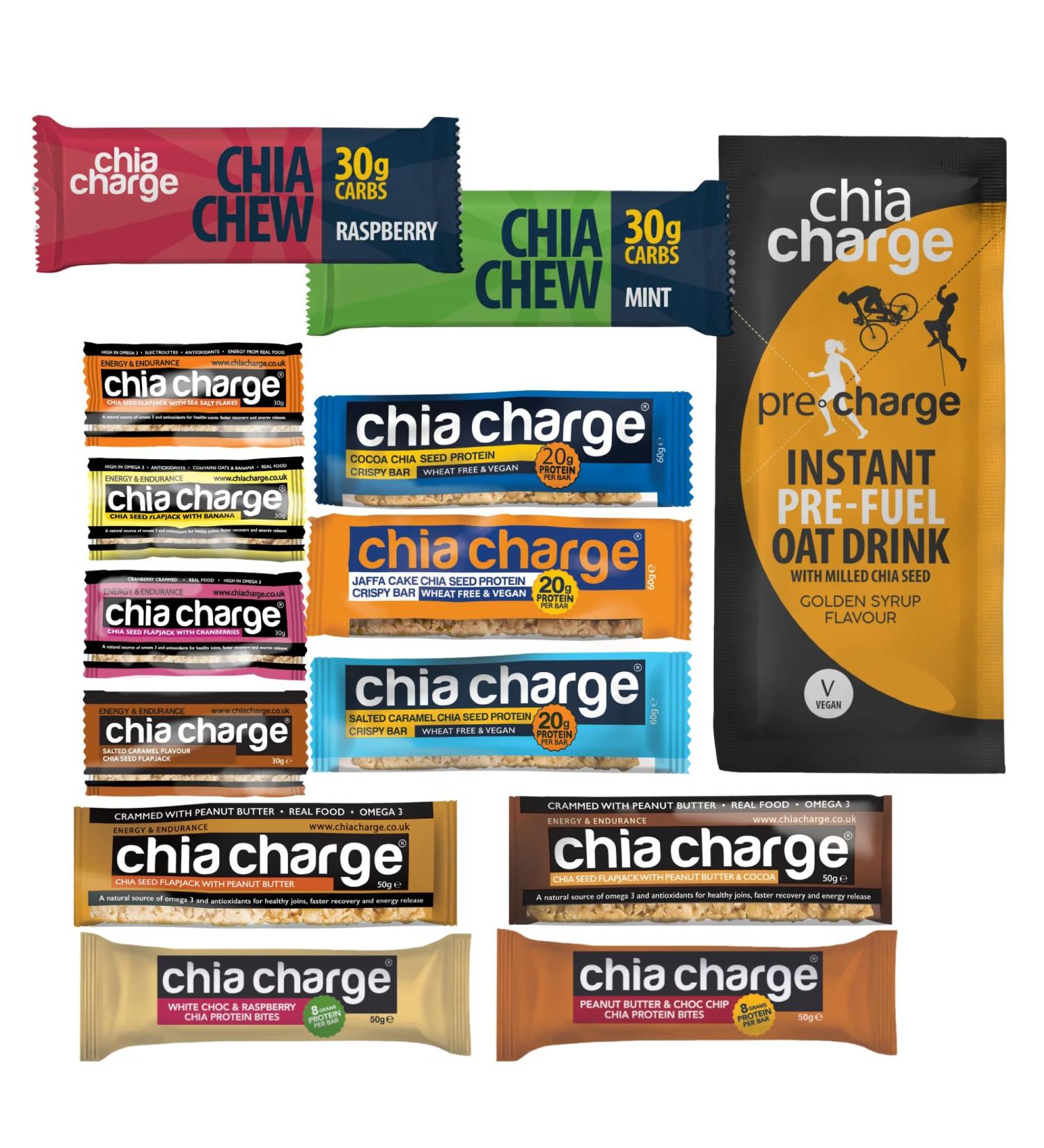 CHIA CHARGE Healthy Snack Protein Bars - Premium Sample Pack - Yorkshire Bakery- 14 of The Best 20g Protein Bars & Energy Packs (Premium Sample Pack - 14 Protein & Energy Packs) Premium Sample Pack - 14 Protein & Energy Bars Premium Sample Pack - 14 Prote - Buy Online on GoSupps.com