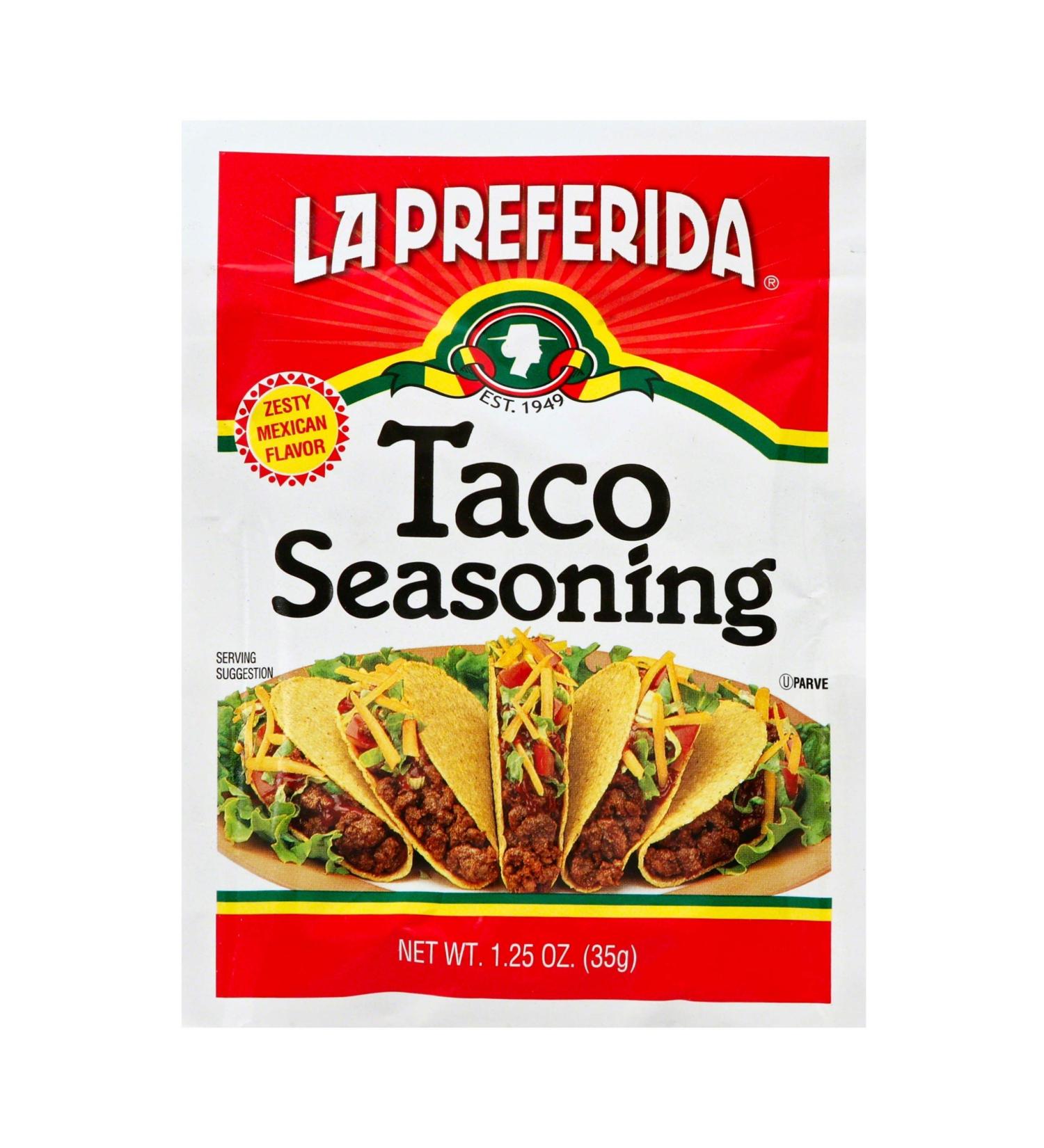 La Preferida Taco Seasoning Mix - Bold Flavor Spice Blend for Wings, Burgers, Soups & Dips (12 Pack) - 1.25 oz - Buy Online on GoSupps.com