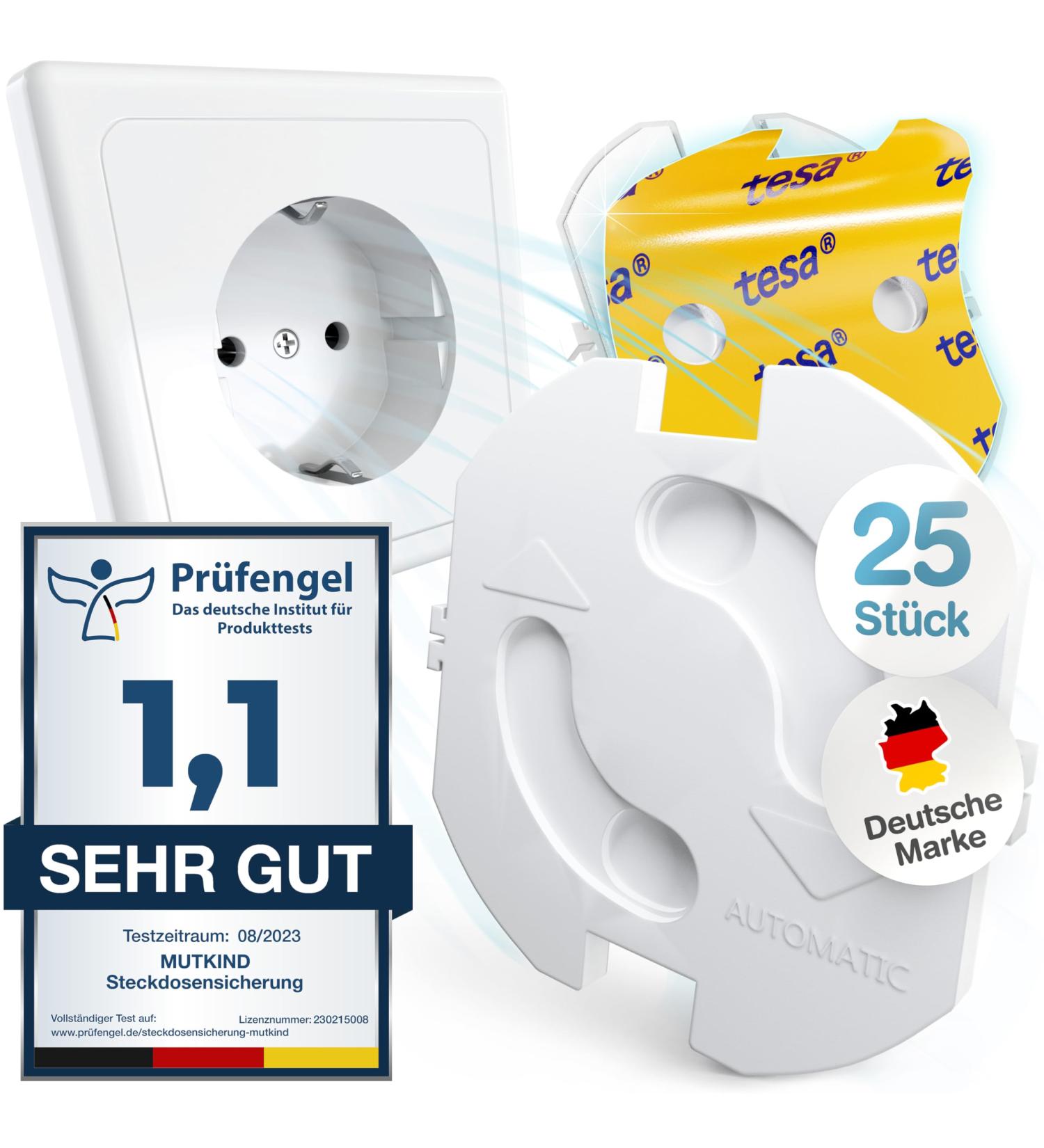 Mutkind Child Locking Sockets - 25 Piece Set with Tesa Glue | Safe Socket Protection for Kids - Rotary Mechanism Baby Fuse - Buy Online on GoSupps.com