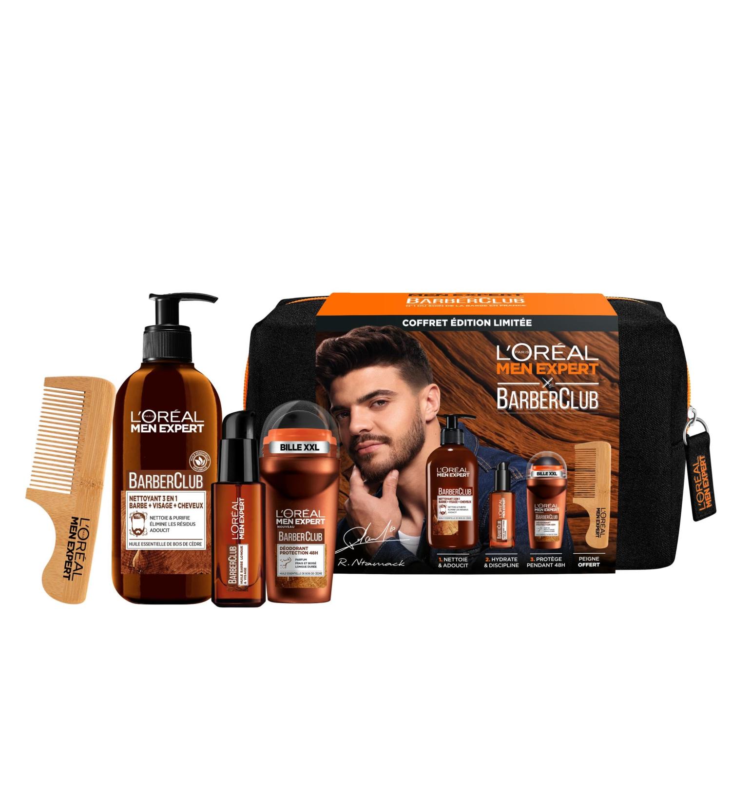 L'Or al Men Expert Trousse BarberClub dition limit e Romain Ntamack Huile Barbe Longue et Visage 50ml + Nettoyant 3en1 Barbe Visage Cheveux 200ml + D odorant Bille Protection 48h 50ml - Buy Online on GoSupps.com