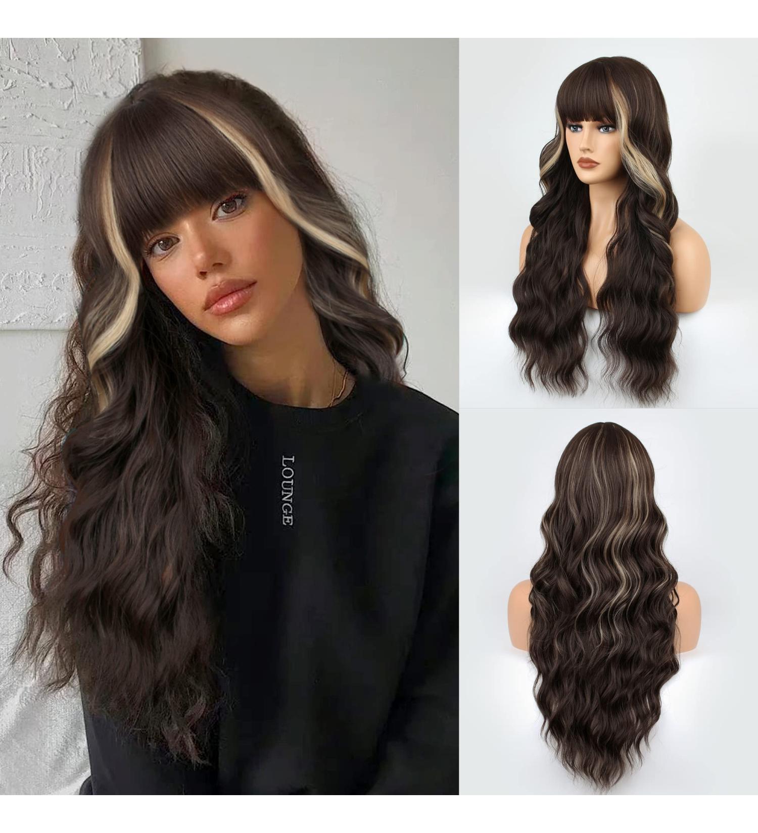 Faelbaty Long Brown Wig for Women - Curly Ponytail & Curls for Everyday Party and Cosplay - Buy Online on GoSupps.com