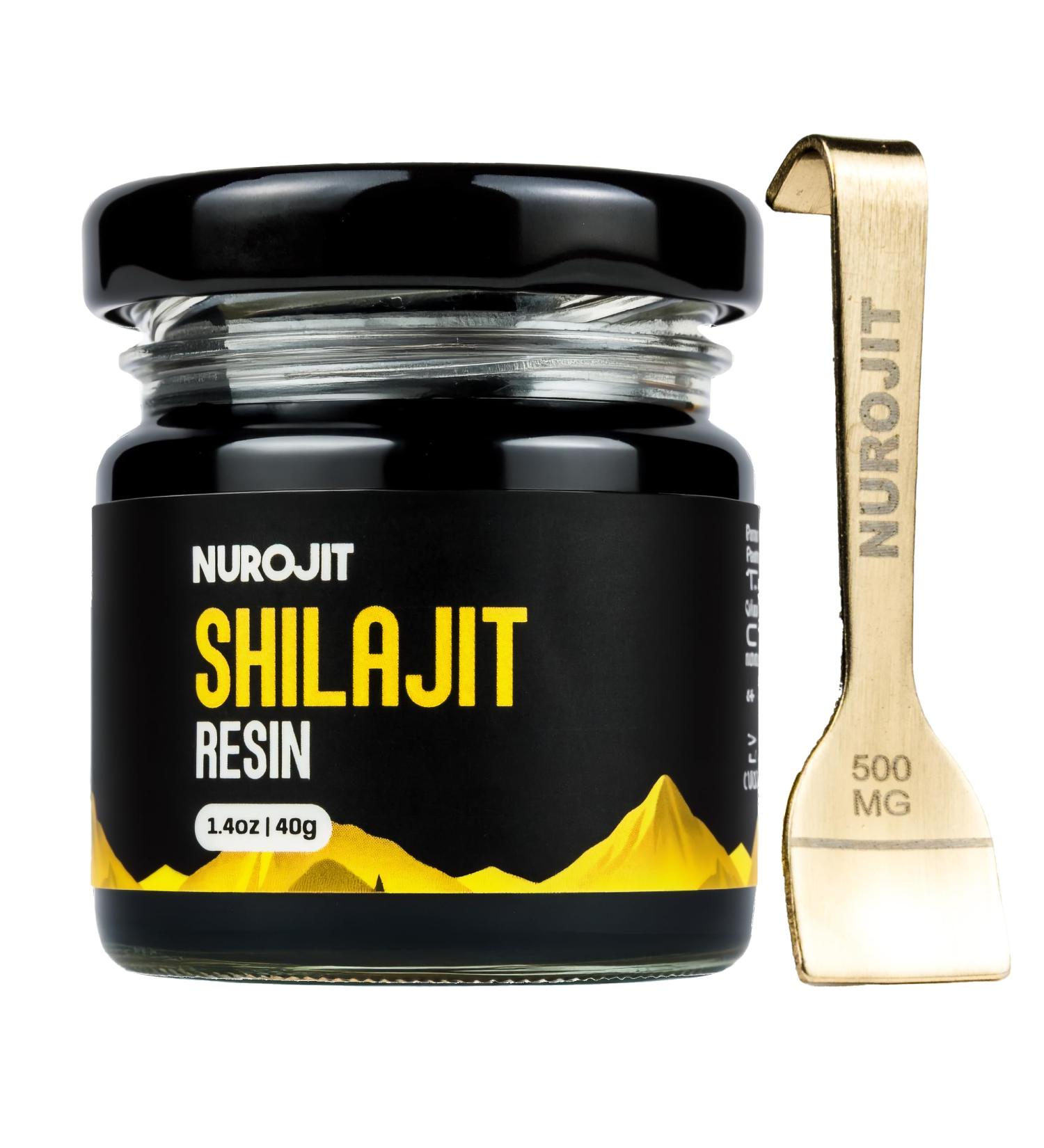 Nurojit Pure Shilajit Resin Himalayan Mineral Complex Lab Tested with Fulvic Acid Natural Resin Extract for Men and Women Vegan Gluten Free Halal Friendly Cruelty Free Daily Use Supplement 40g - Buy Online on GoSupps.com