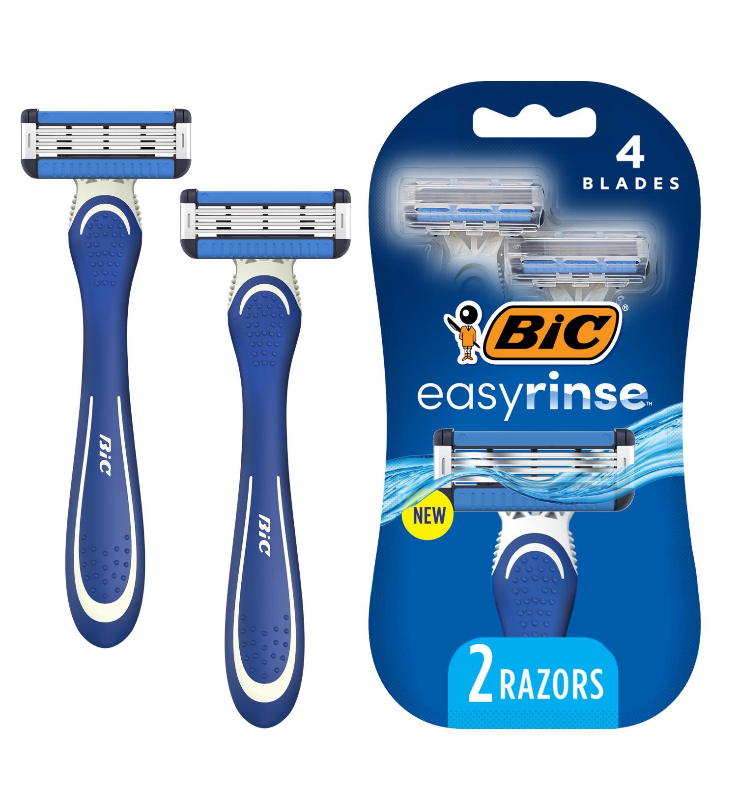 BIC EasyRinse Men's Disposable Razors - 4 Blades, 2 Count Pack for Smoother Shave with Less Irritation - Buy Online on GoSupps.com