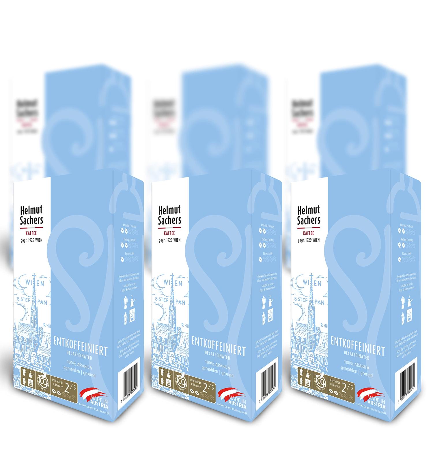 Buy Helmut Sachers Decaffeinated Coffee - 100% Arabica Intensity 2/5 6x500g Ground Coffee - International Shipping Available - Buy Online on GoSupps.com