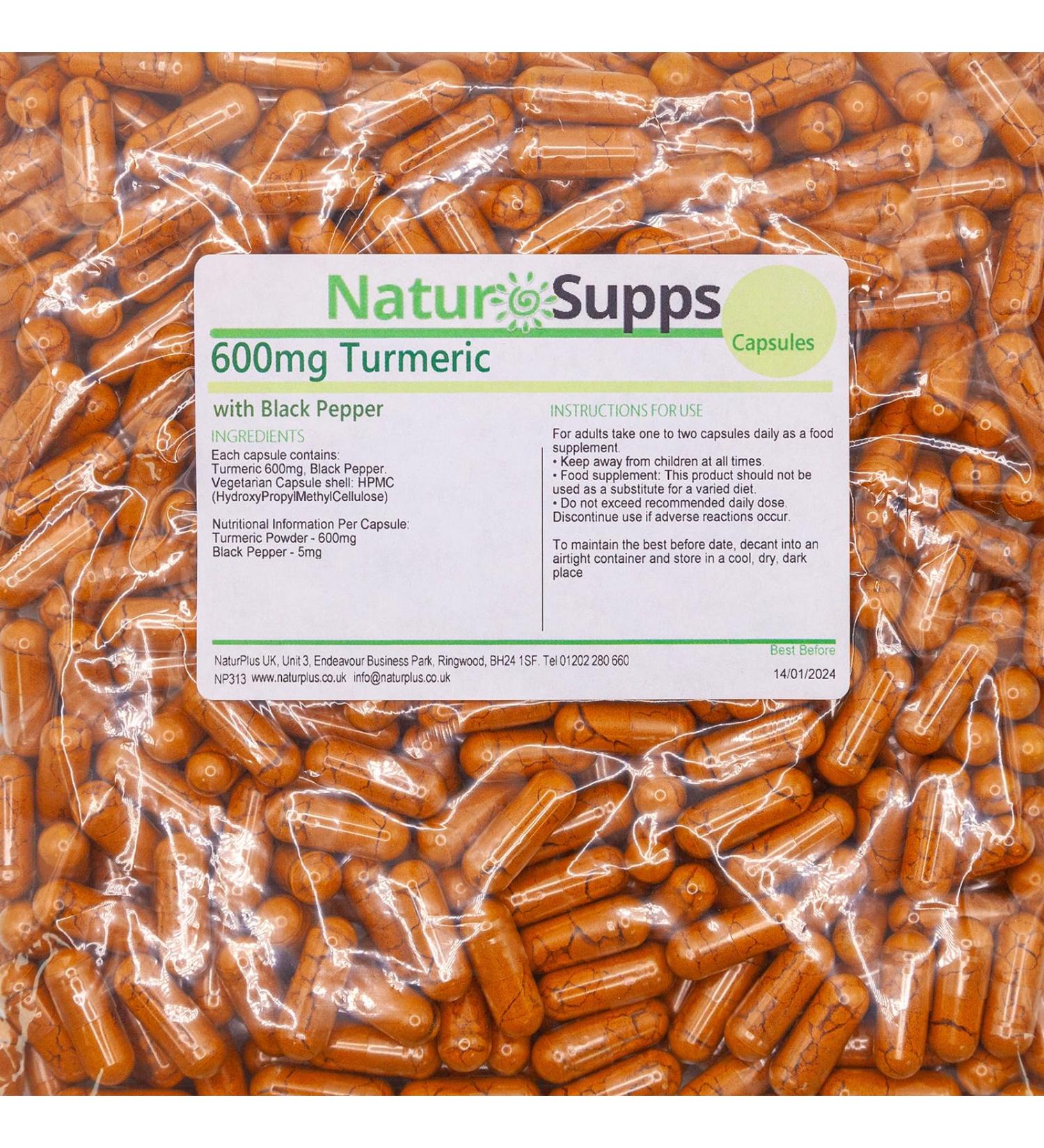 NaturPlus Turmeric Capsules high Strength with Black Pepper 600mg 365 Capsules**G - Buy Online on GoSupps.com