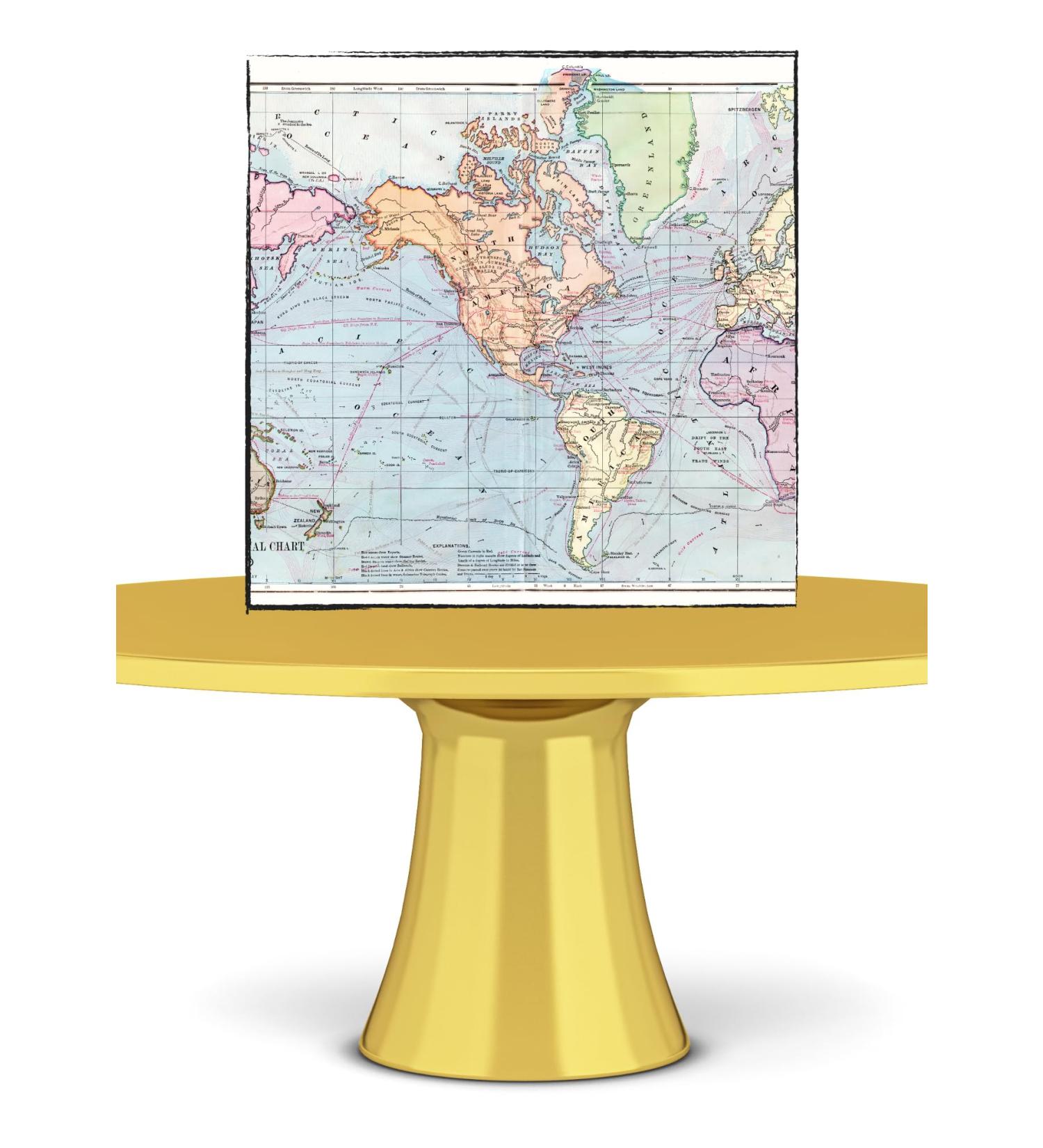 WORLD MAP Print A4 Cake Wrap/Cake Ribbon Cake Topper wafer/icing (icing paper)