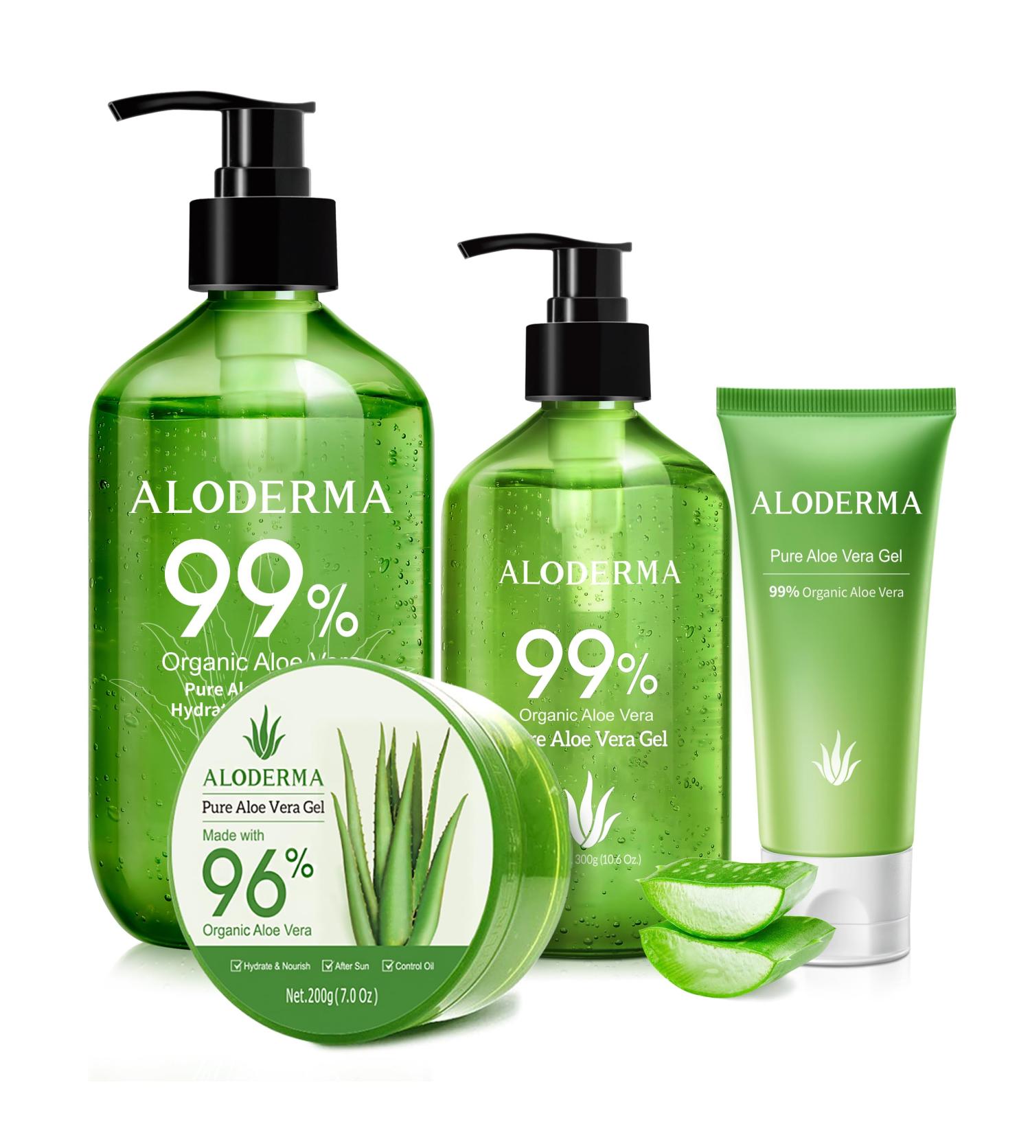 Aloderma Aloe Vera Gel Set 4 Pieces - 500g Aloe Vera Gel 300g Aloe Vera Gel 200g Aloe Vera Gel 45g Aloe Vera Gel - Buy Online on GoSupps.com