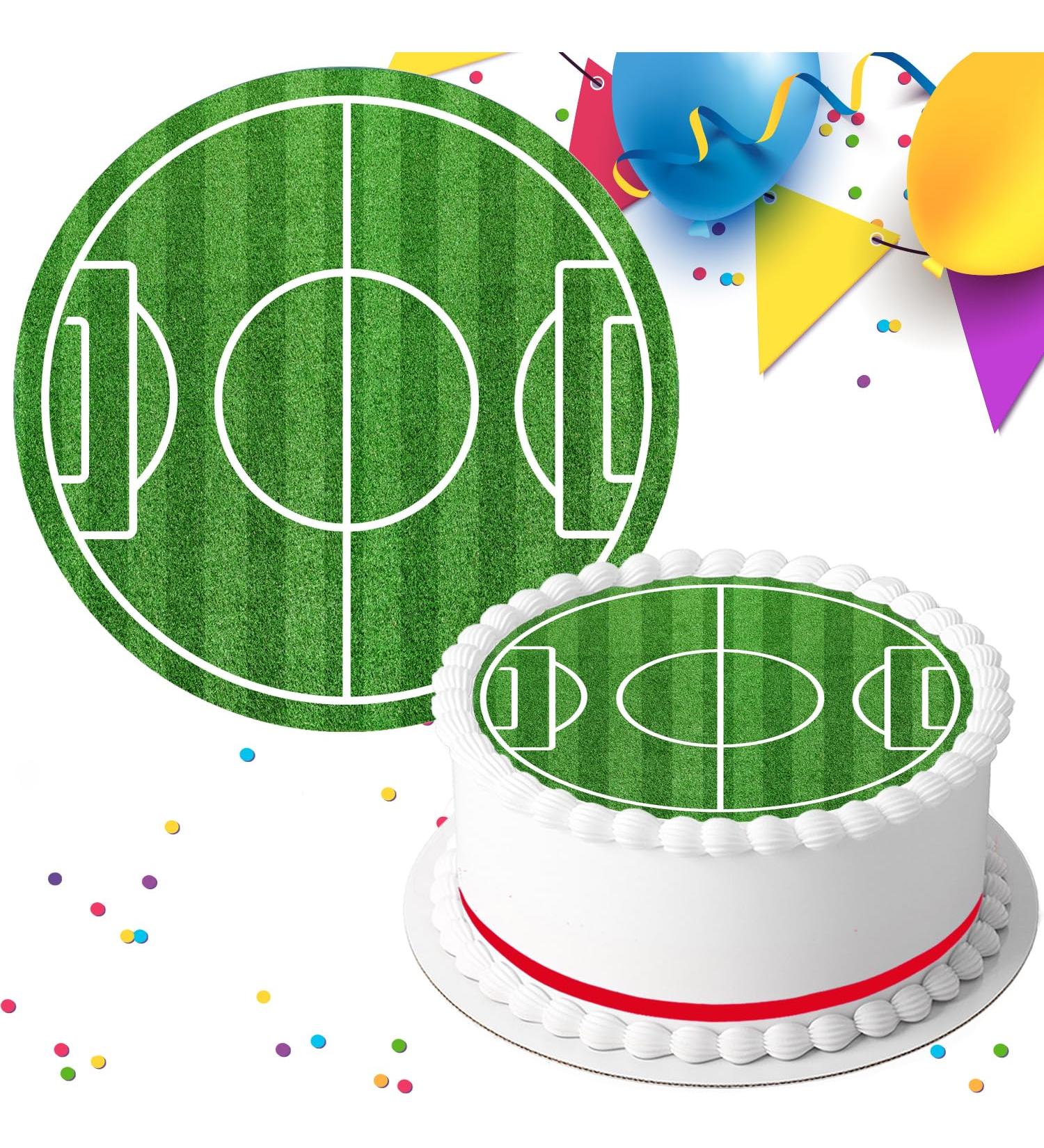 FOOTBALL GRASS PITCH BIRTHDAY PARTY EDIBLE ICING CAKE TOPPER FB8412 - Buy Online on GoSupps.com