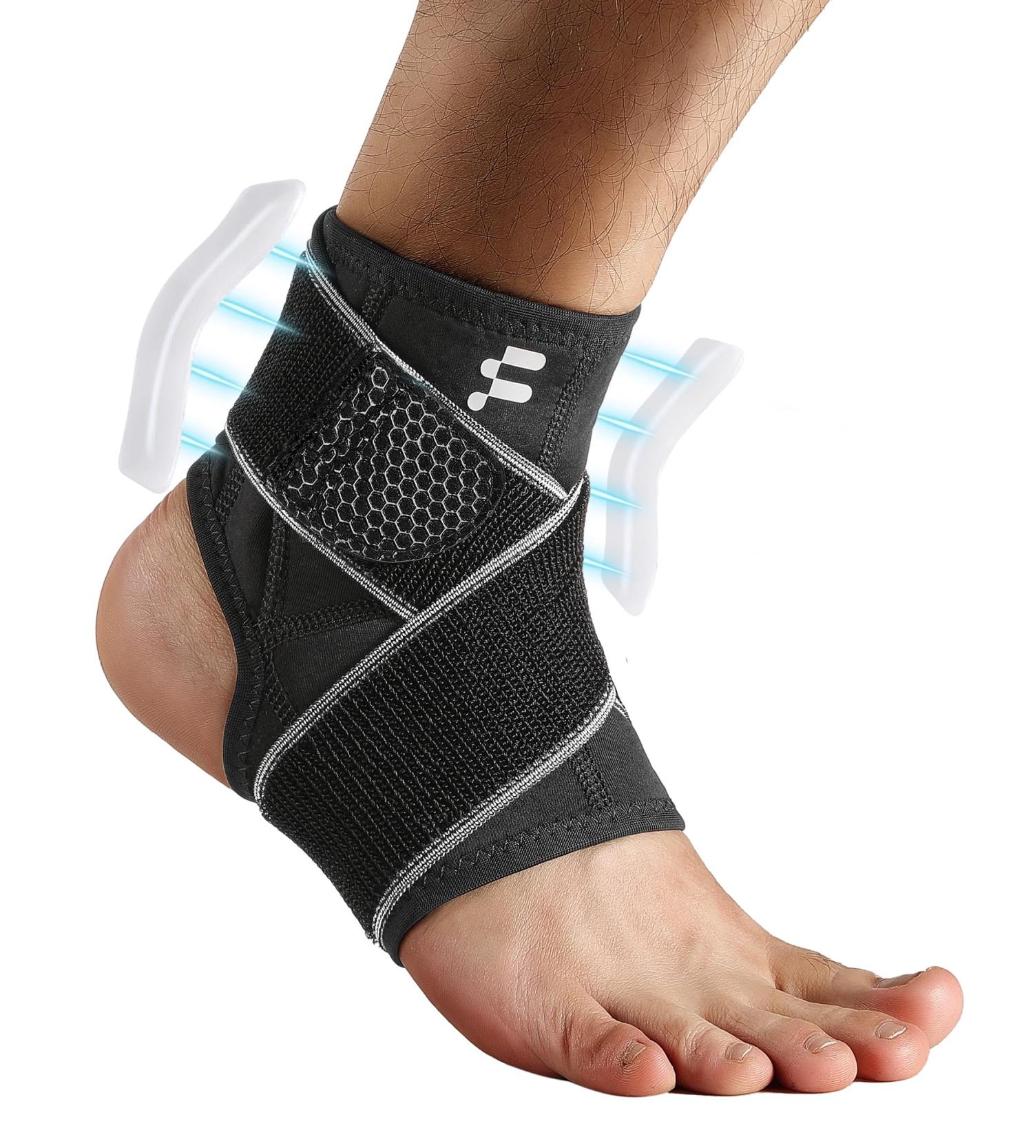 Fitomo Ankle Support with Compression Strap for Plantar Fasciitis & Achilles Tendon - S Black - Buy Online on GoSupps.com