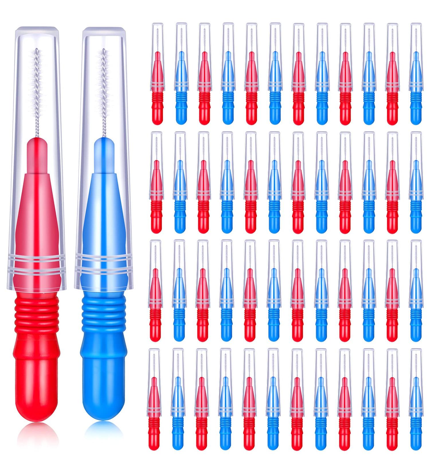 50 Pieces Interdental Braces Brush for Oral Dental Hygiene - Flosser & Tooth Cleaning Tool (Red/Blue) - Buy Online on GoSupps.com
