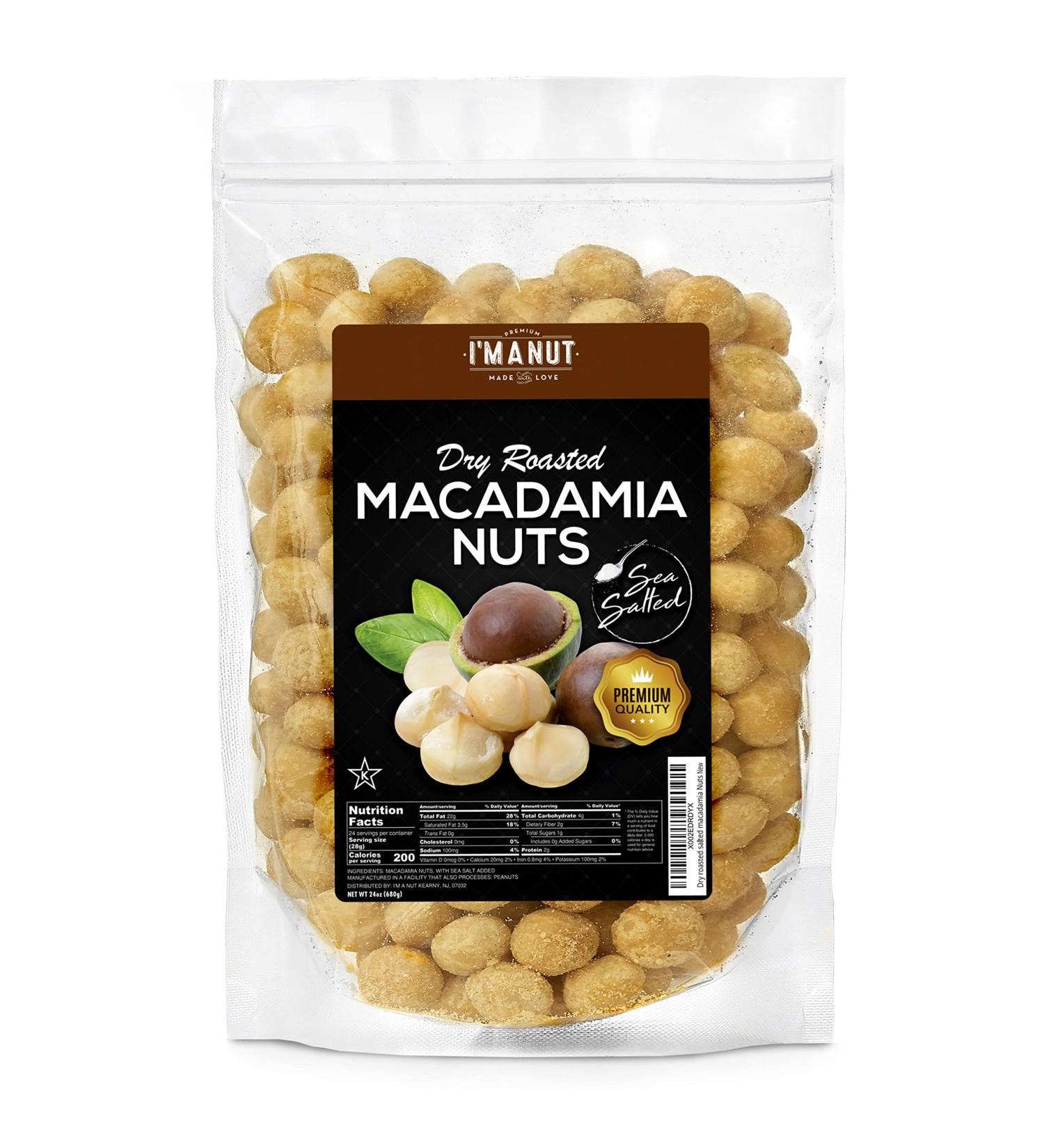 Oven Dry Roasted Macadamia Nuts with Sea Salt - 24 oz | Fancy Whole | 100% Natural Macadamia Nuts | No Oil or PPO | 1.5 lb Pack - Buy Online on GoSupps.com
