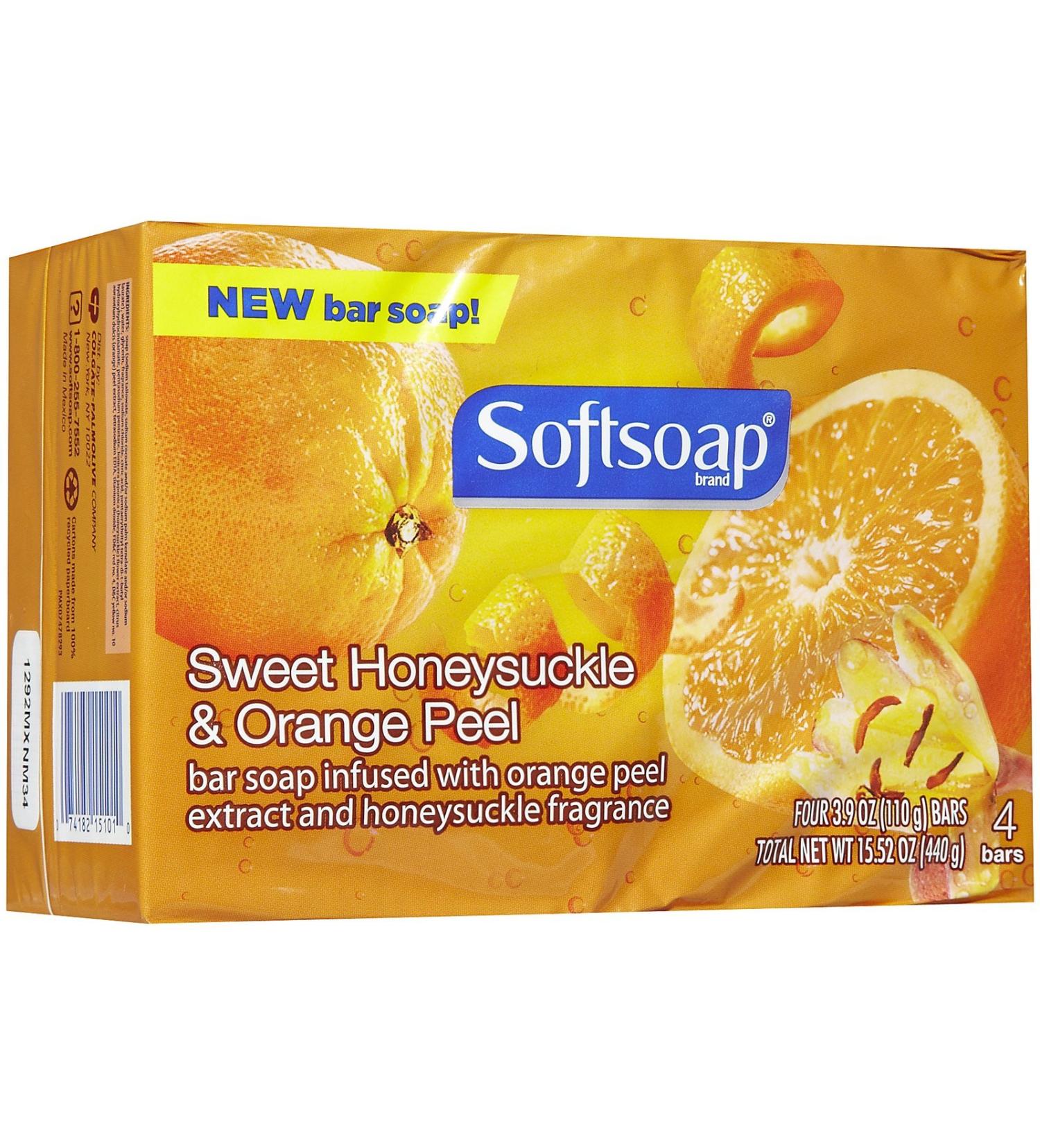 Softsoap Bar Soap Sweet Honeysuckle and Orange Peel 4 Count