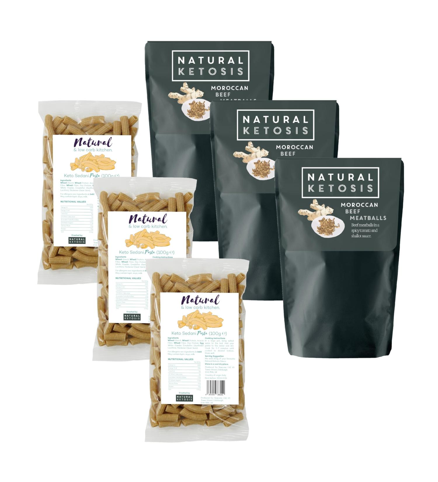 NLCKitchen Keto Pasta & Meal (Pack of 3 | Meat Free Bolognese) - Ketogenic Low Carb Diet Natural Ready Meal Ambient - Contains 3 x Pasta 3 x Meal (Pasta & Meat Free Bolognese (Pack of 3)) - Buy Online on GoSupps.com