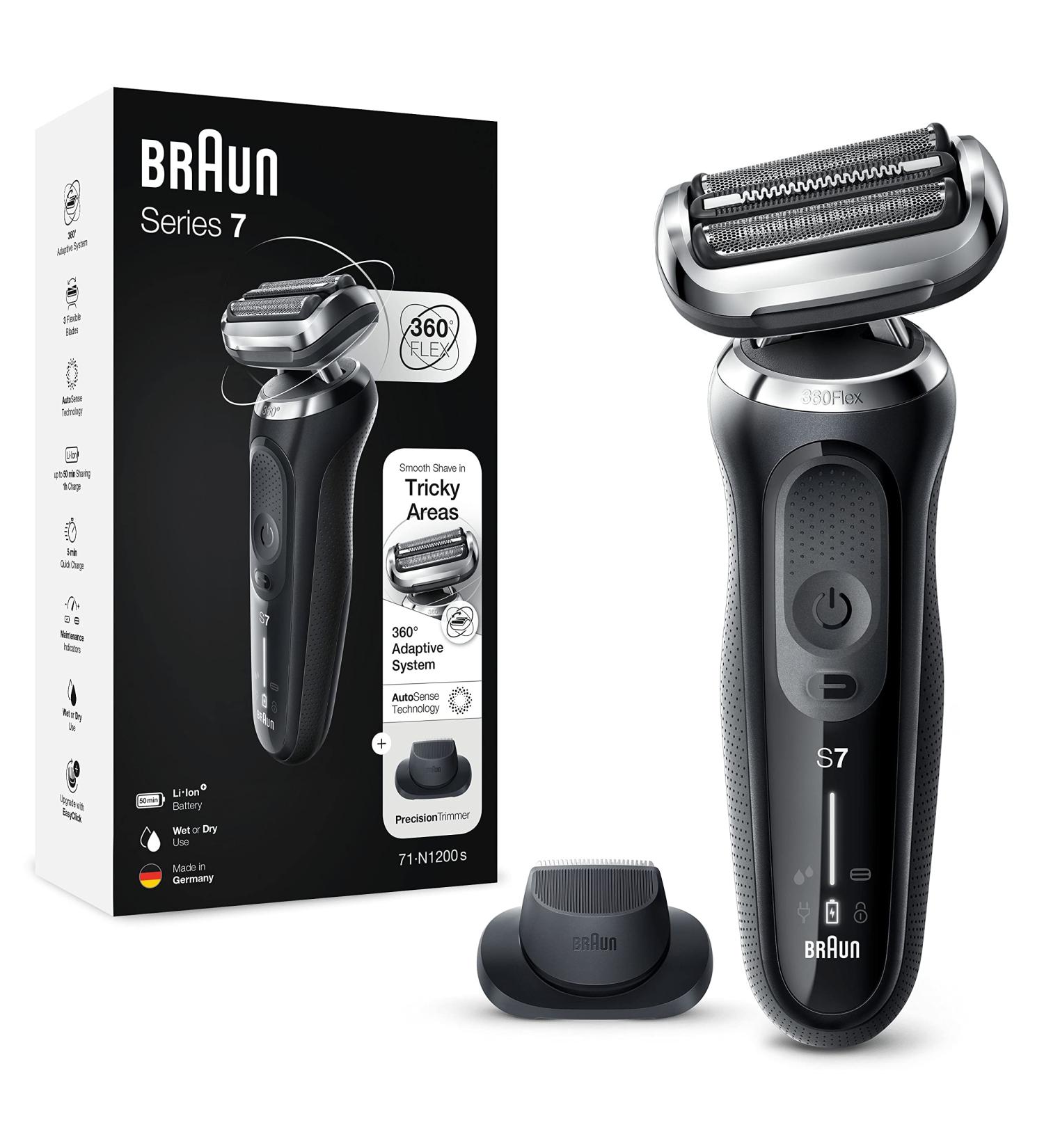 Braun Series 7 Electric Shaver for Men with Precision Trimmer - Wet & Dry Foil Razor - 100% Waterproof - UK 2 Pin Plug - Silver - Which Best Buy S7 70-N1200 - Buy Online on GoSupps.com