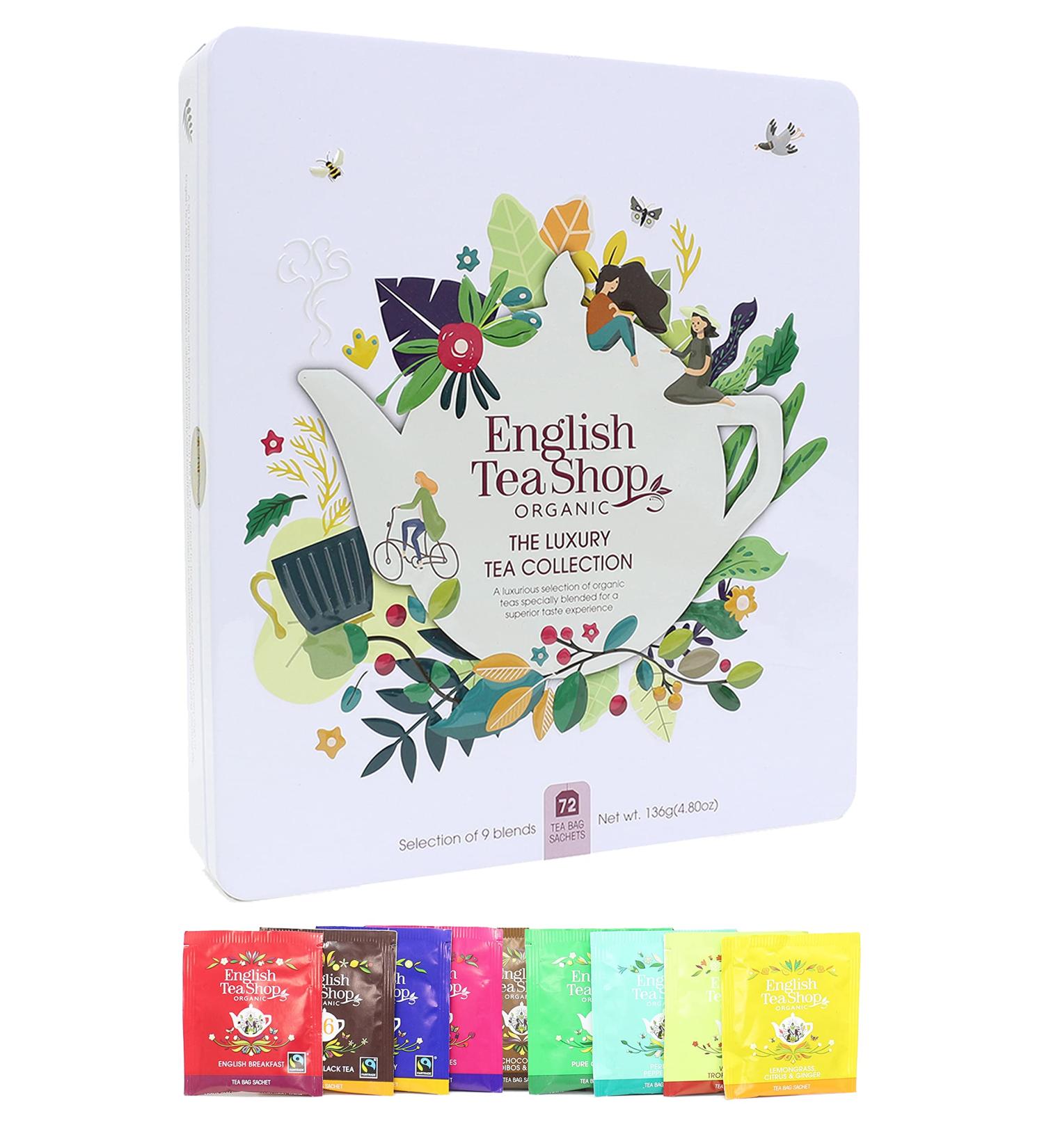 English Tea Shop Organic Luxury Gift Tin - 72 Tea Bag Sachets - 6 Different Flavours. 136 g - Buy Online on GoSupps.com