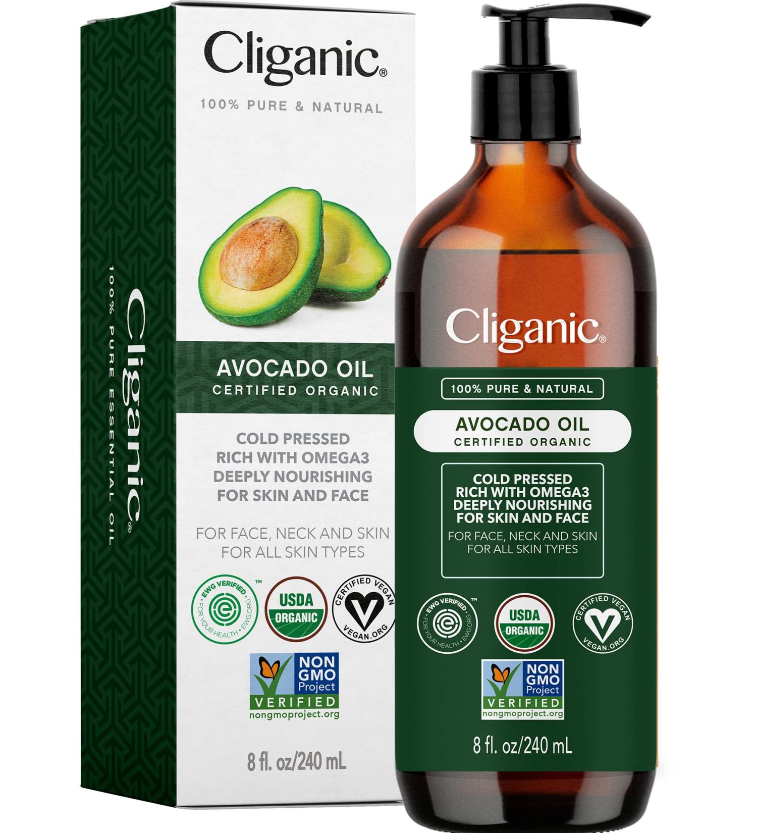 Cliganic Organic Avocado Oil - 100% Pure (8oz) | Nourishing Skin & Hair Care - Buy Online on GoSupps.com