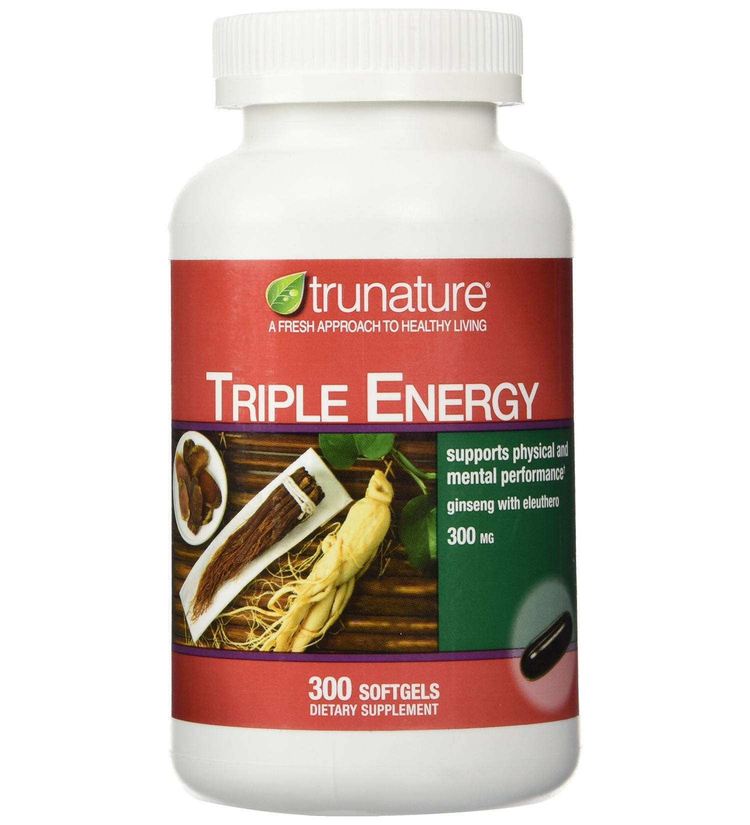 Trunature Triple Energy Ginseng & Eleutherococcus 300 Softgels - Boost Stamina & Vitality - Buy Online on GoSupps.com