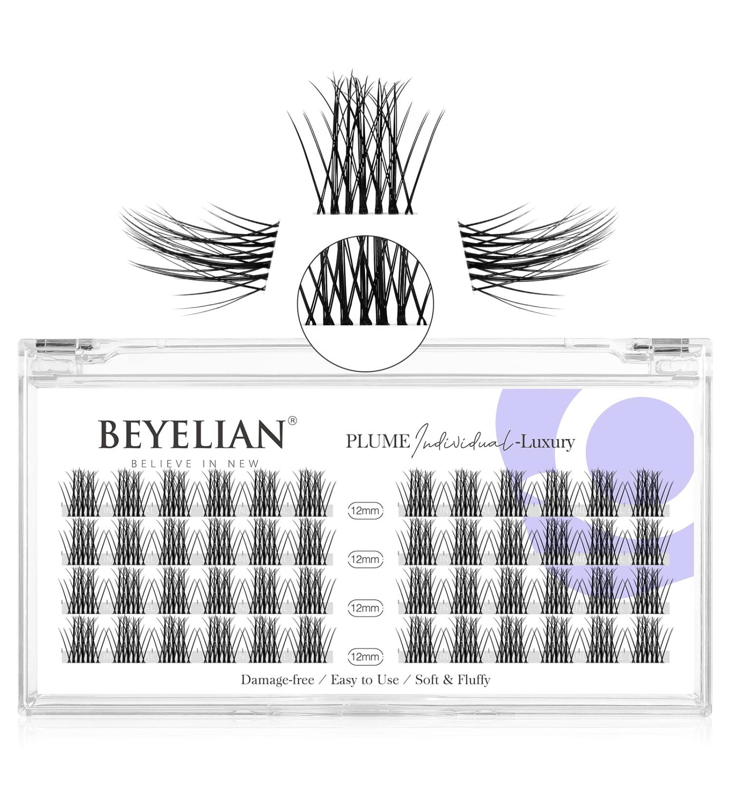 BEYELIAN Cluster Lashes 48 Individual False Eyelashes Extension - Style 5 0.07 12mm Clear Band | Natural Look, Reusable, Luxury Quality - Buy Online on GoSupps.com