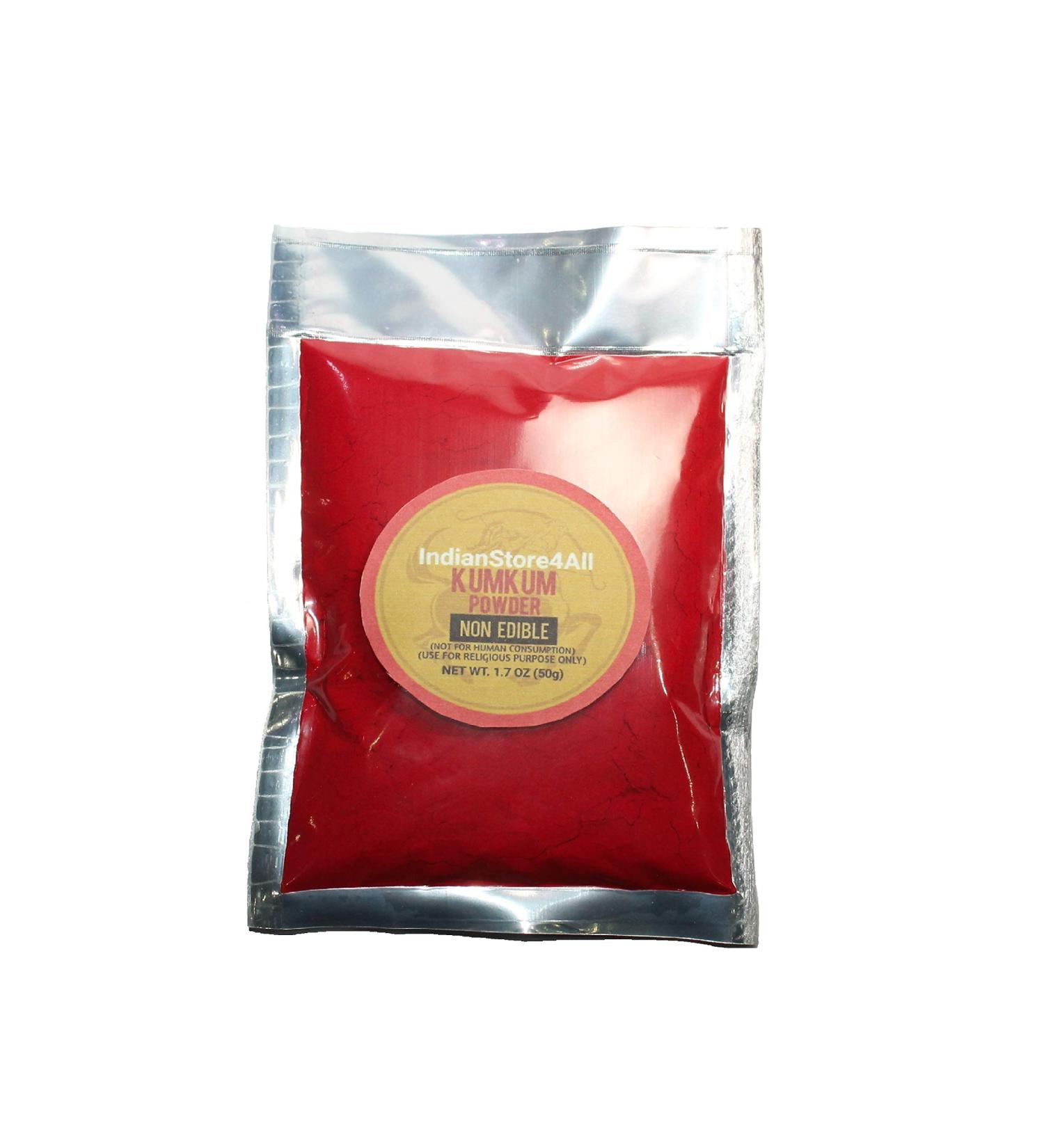 IS4A India Pure Dark Red Kumkum - Bindi Powder & Sindoor for Pooja & Hindu Rituals | 1.7 OZ (50g) - International Shipping Available - Buy Online on GoSupps.com