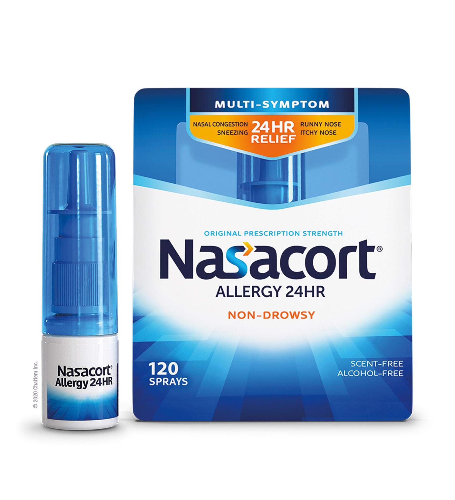 Nasacort Allergy 24HR Nasal Spray 120 Sprays 0.57 fl. oz. - Non-Drowsy & Alcohol-Free for Adults - Buy Online on GoSupps.com