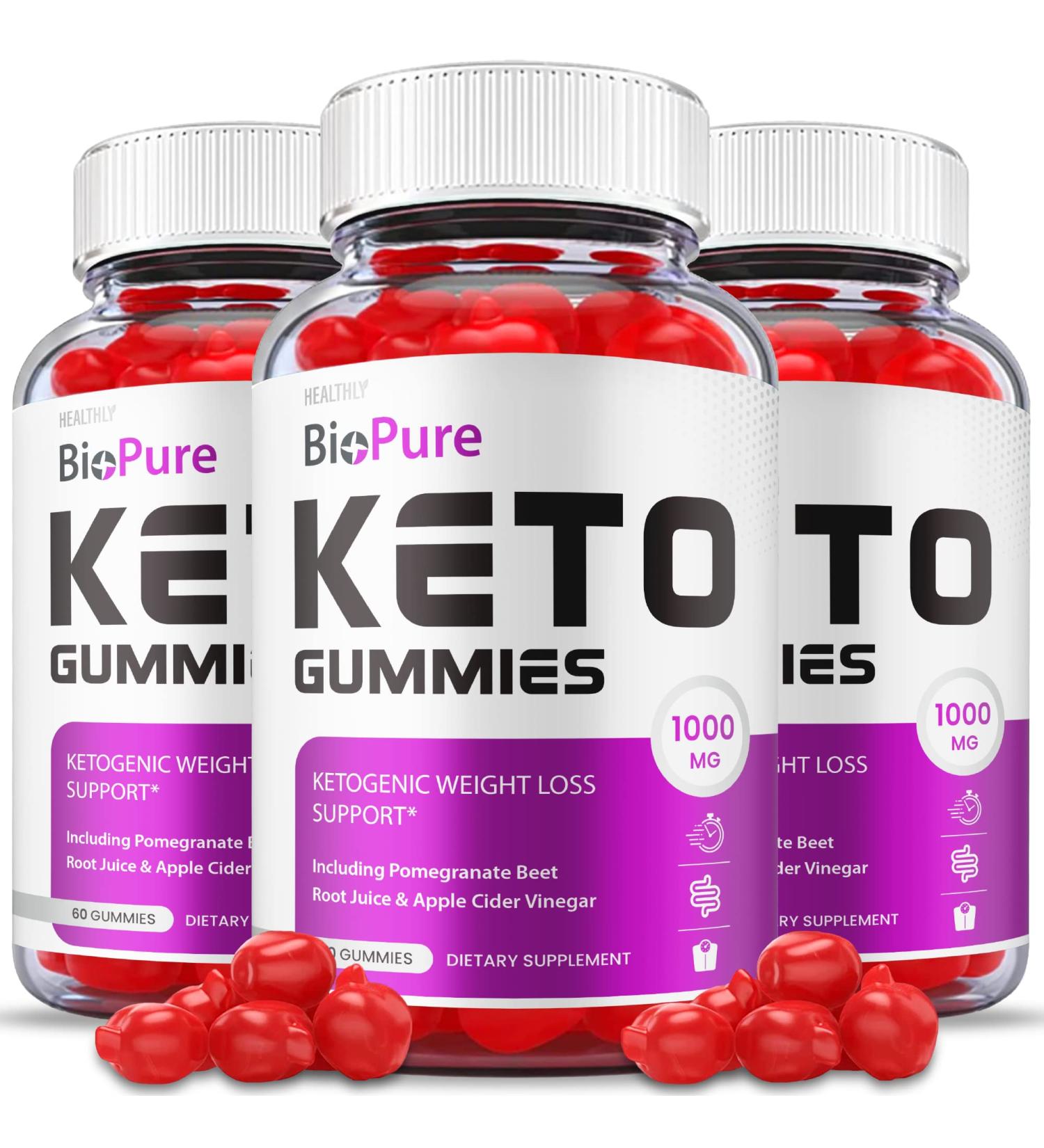 (3 Pack) Bio Pure Keto Gummies - Advanced Weight Loss Formula with ACV and B12 - Vegan Friendly - 180 Gummies - Buy Online on GoSupps.com