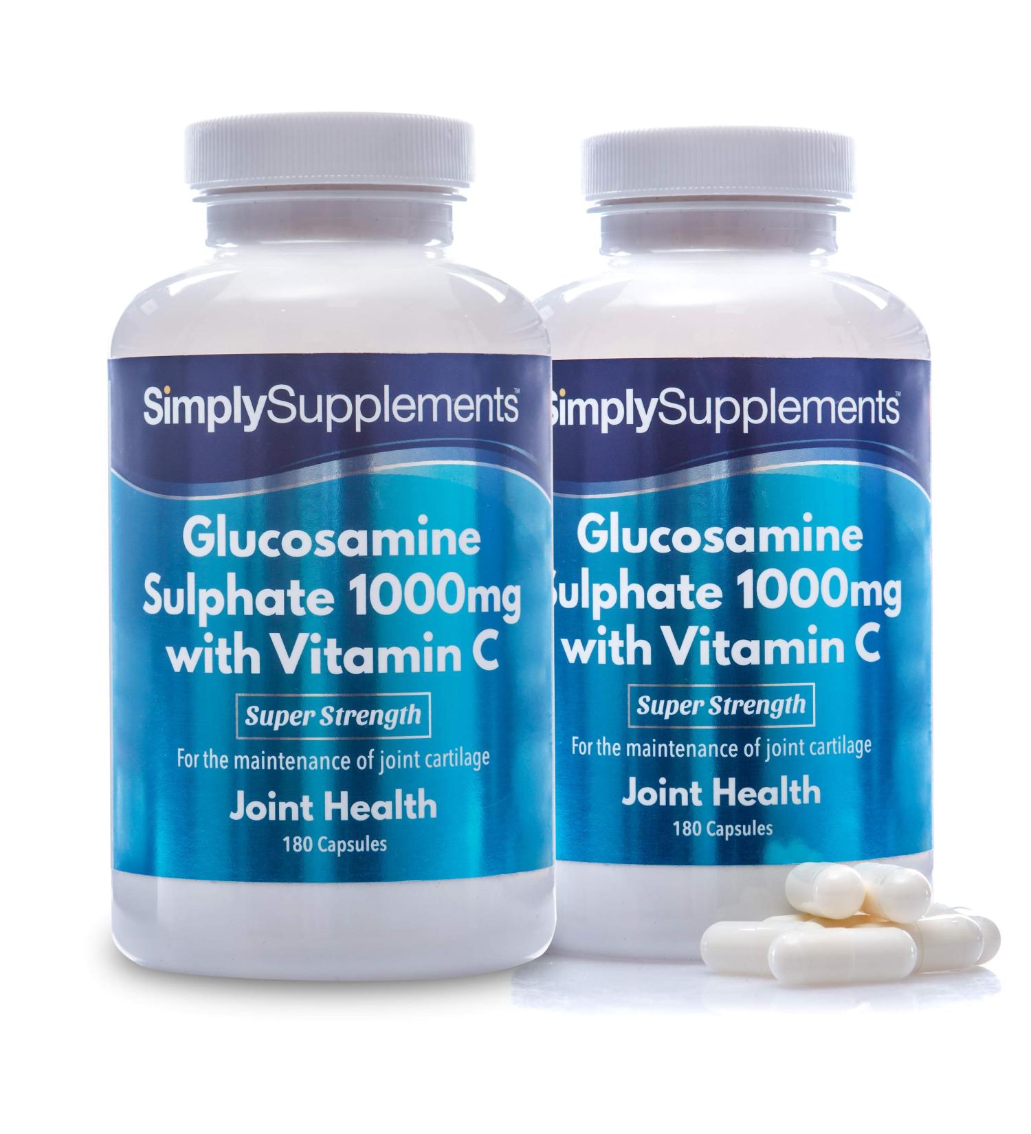 Glucosamine 1000mg with Vitamin C Capsules | 360 Count | Supports Active Lifestyle | UK Made - Buy Online on GoSupps.com