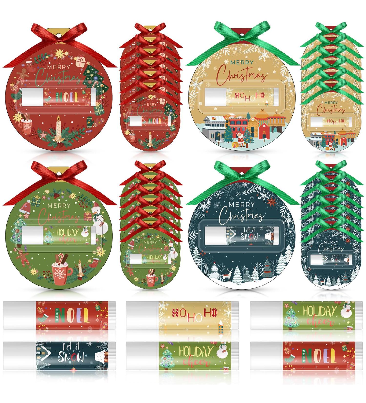 Lounsweer 24 Set Christmas Lip Balm Bulk Gifts Adult Christmas Party Favors Xmas Ball Style Lip Balm for Party Staff Coworker - Buy Online on GoSupps.com