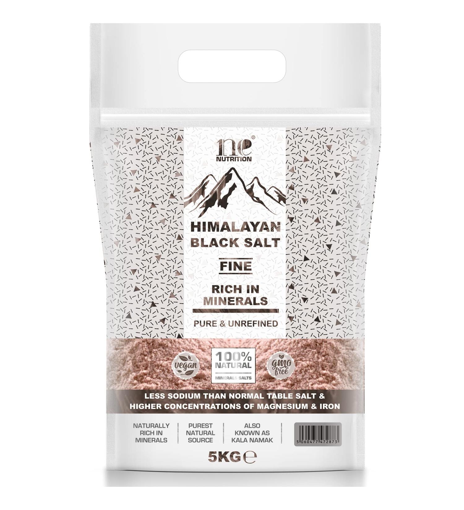 Himalayan Black Salt Fine Powder Kala Namak Mineral Unrefined Organic Pure and Natural | Vegan | Gluten Friendly | Non-GMO | Perfect for Tofu Scramble by 1n (5kg) - Buy Online on GoSupps.com