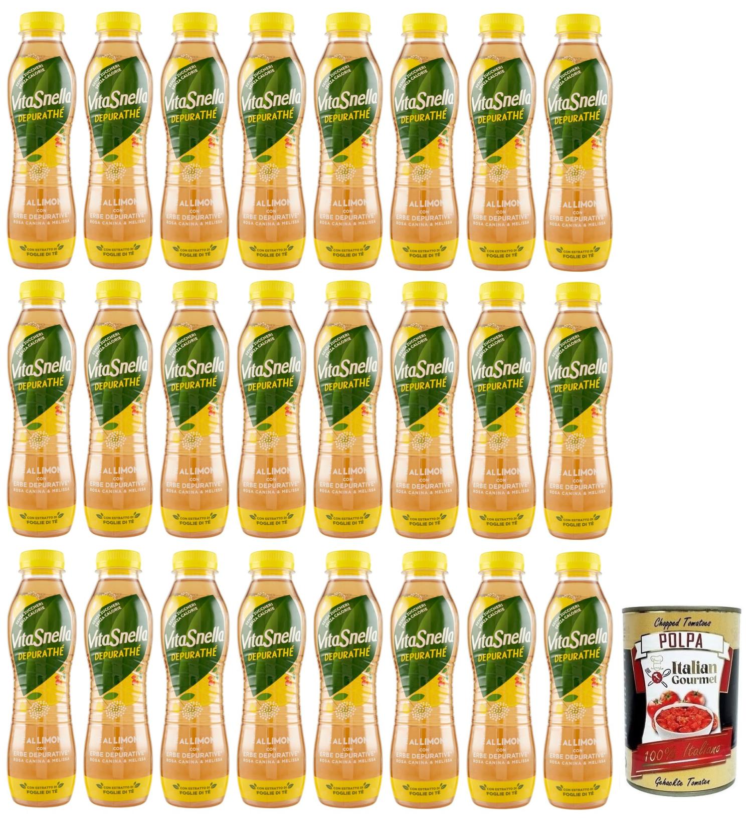  Italian Gourmet E.R. Vitasnella Depurath T al Limone lemon iced tea with cleansing herbs rosehip and lemon balm sugar-free sugar-free disposable PET 500 ml + Italian Gourmet Polpa di Pomodoro - Buy Online on GoSupps.com