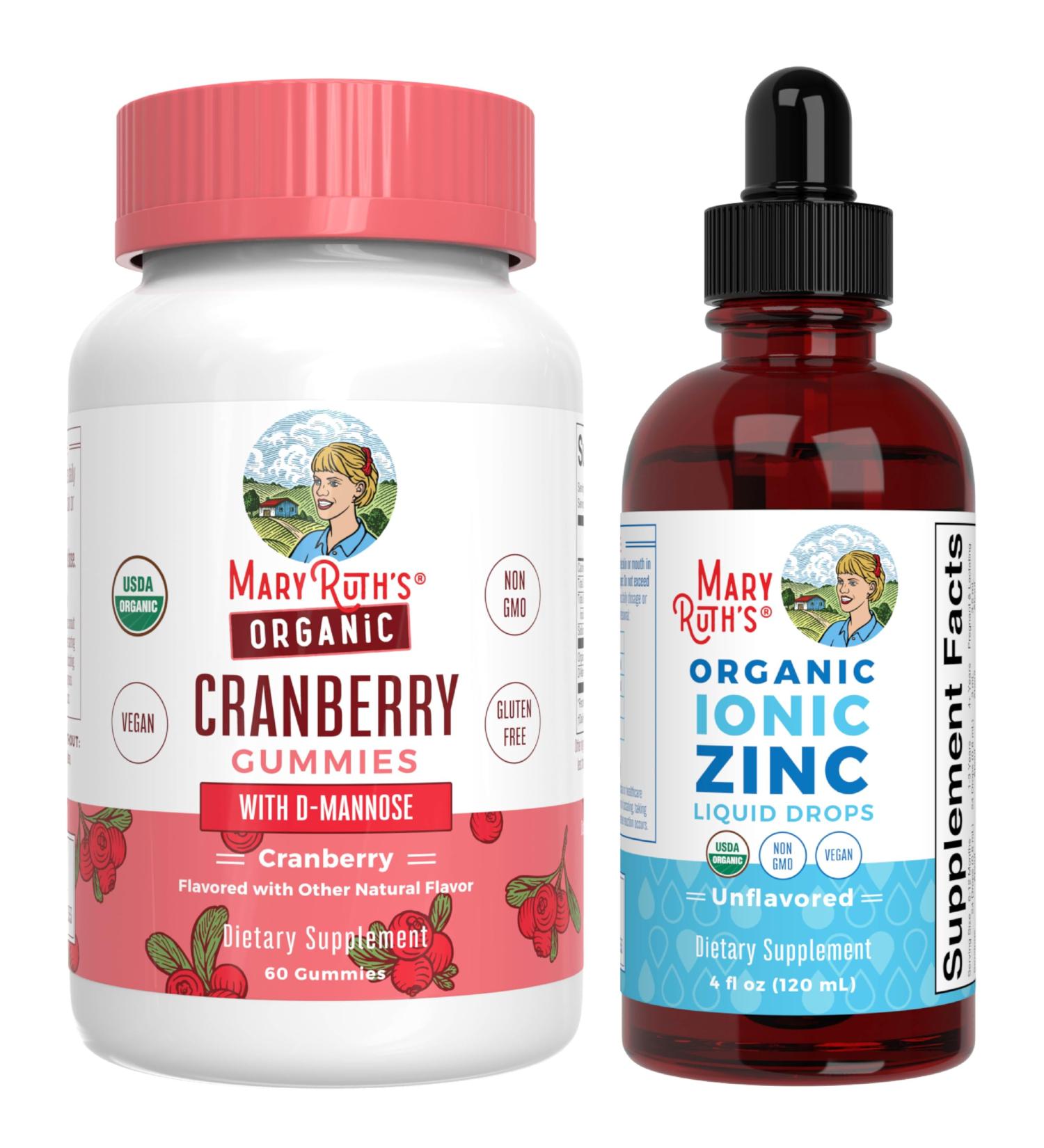 MaryRuth Organics Cranberry Gummies & Zinc Drops | USDA Organic Clean Label Project Verified | Vitamins for Urinary Tract Health & Immunity | Vegan Non-GMO No Gelatin Gluten Free - Buy Online on GoSupps.com