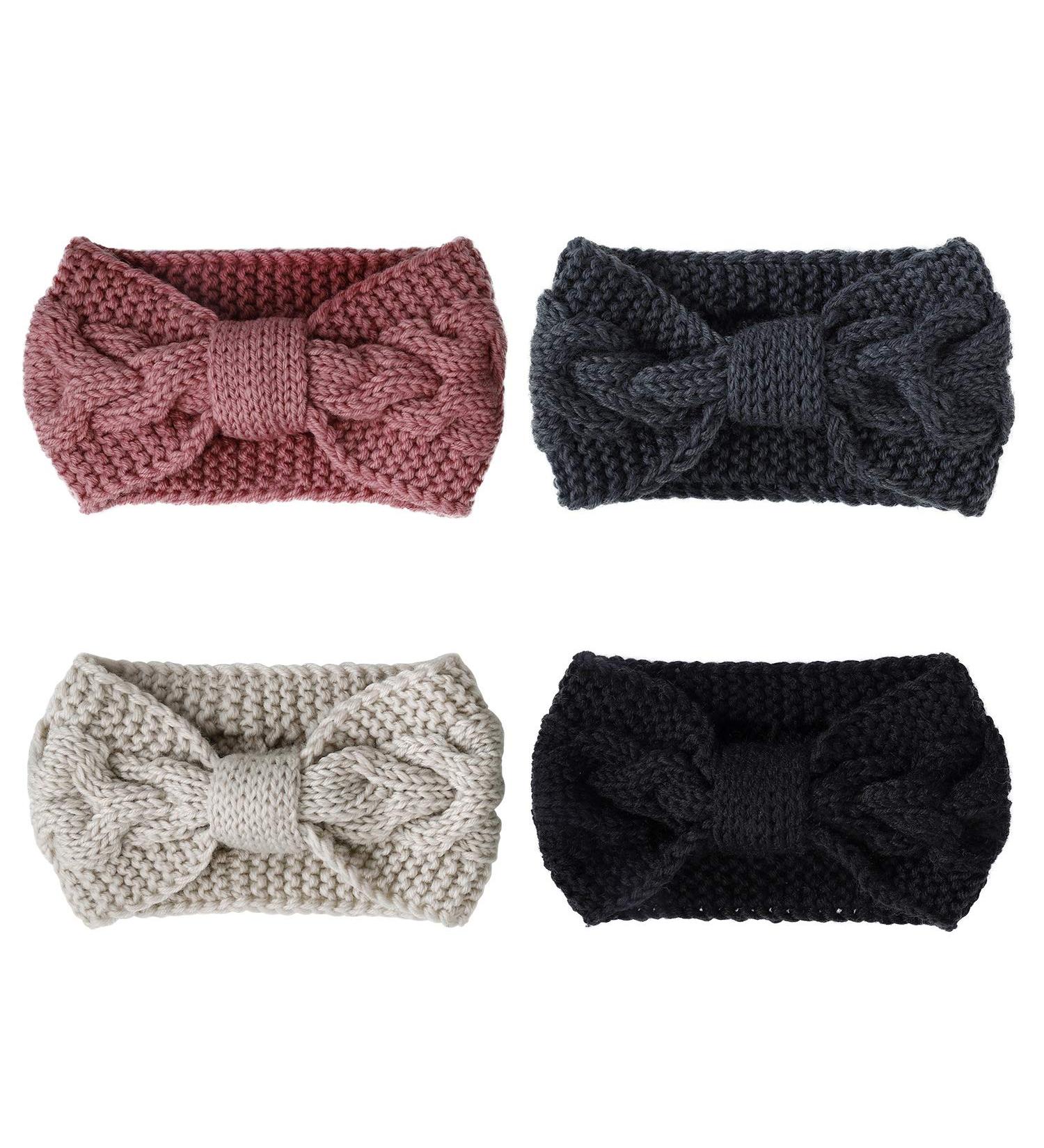 Winter Warm Knot Knitted Headbands for Women & Girls - 4 Piece Elastic Crochet Ear Warmers | Stylish & Cozy - Buy Online on GoSupps.com