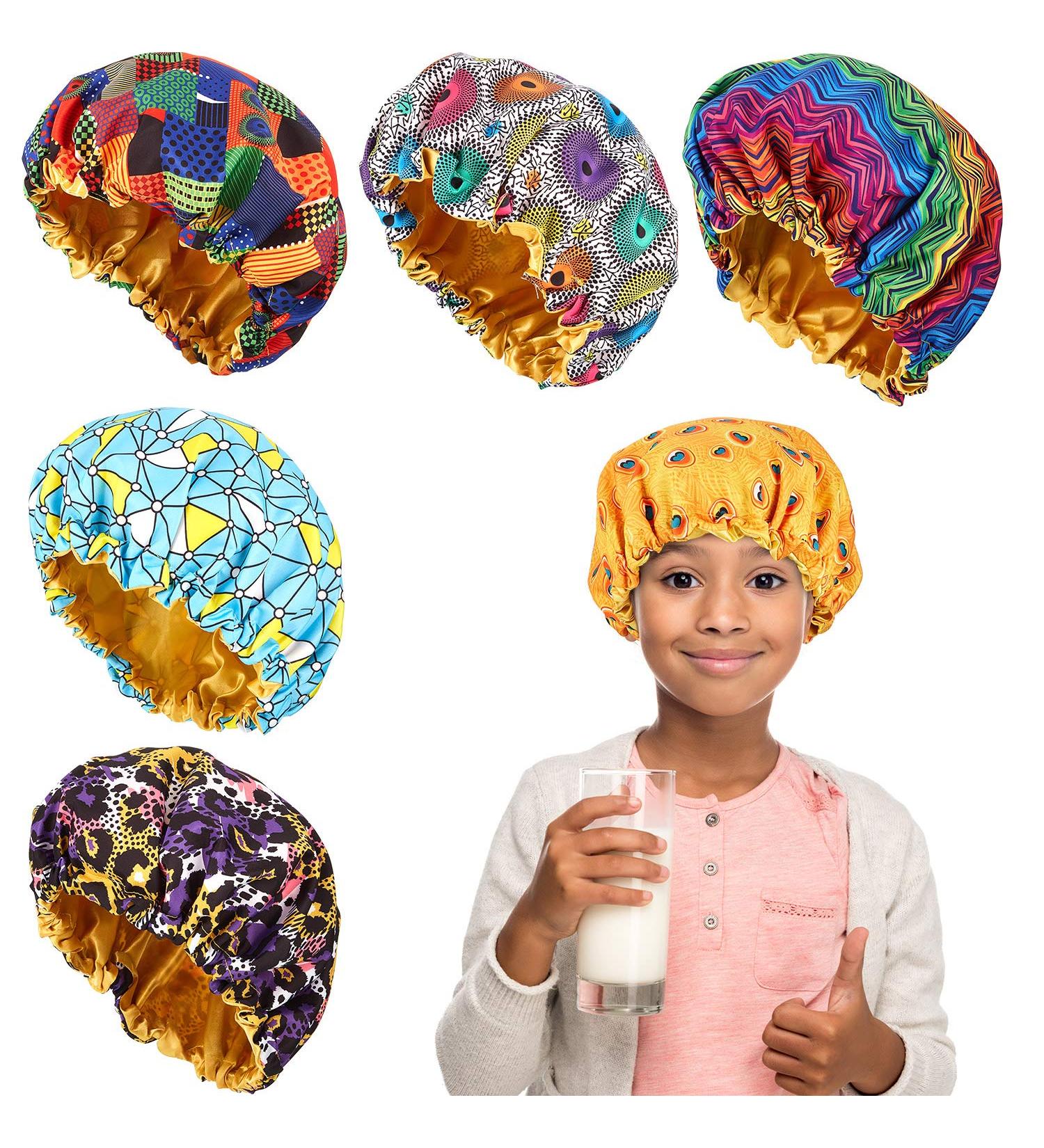 Kids Satin Adjustable Sleeping Bonnet - 6 Pack African Print Cap for Natural Hair - Child Size Night Hats - Buy Online on GoSupps.com