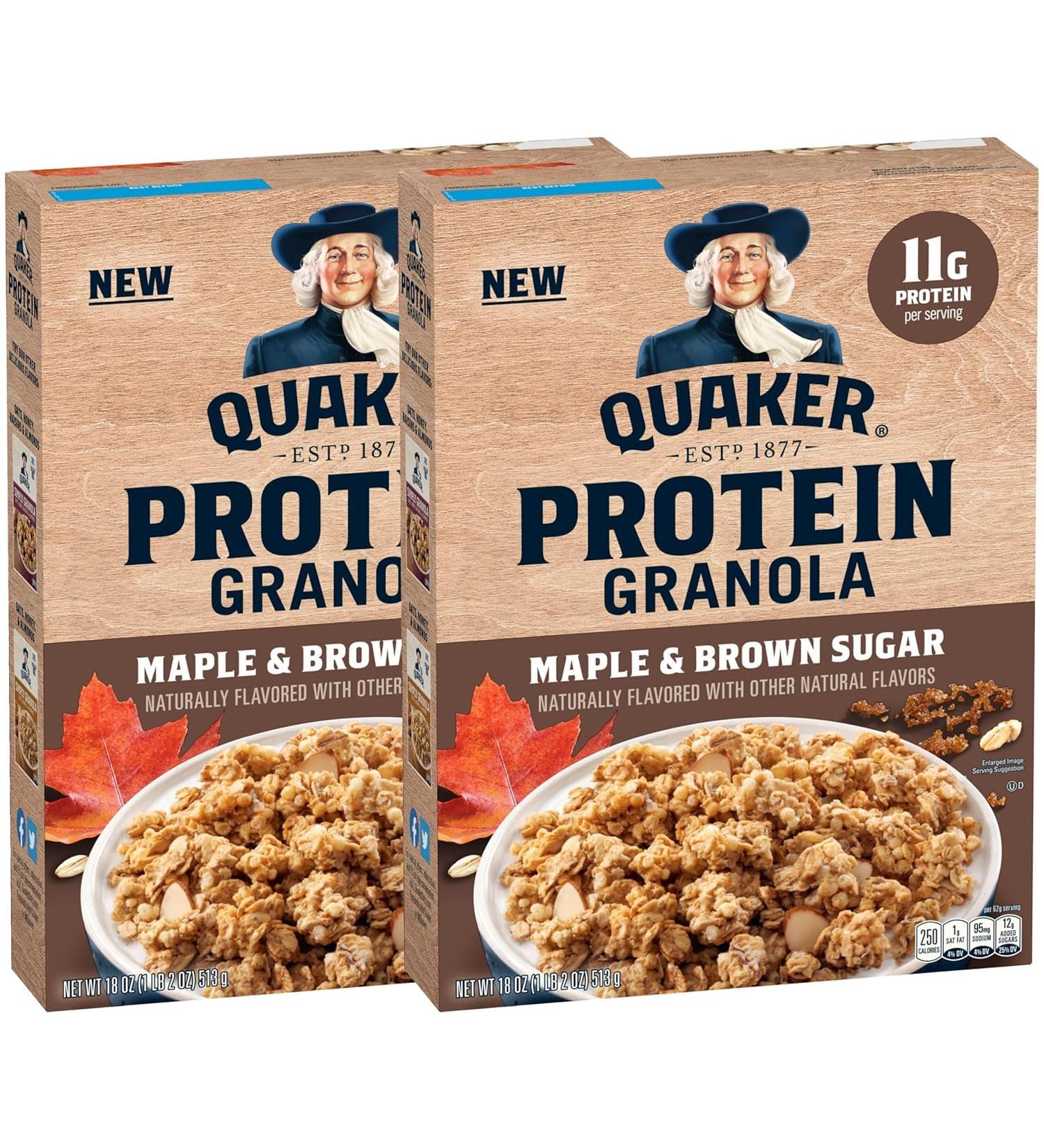 Quaker Protein Muesli pour petit-d jeuner c r ales sucre brun rable 530 ml (lot de 2) - Buy Online on GoSupps.com