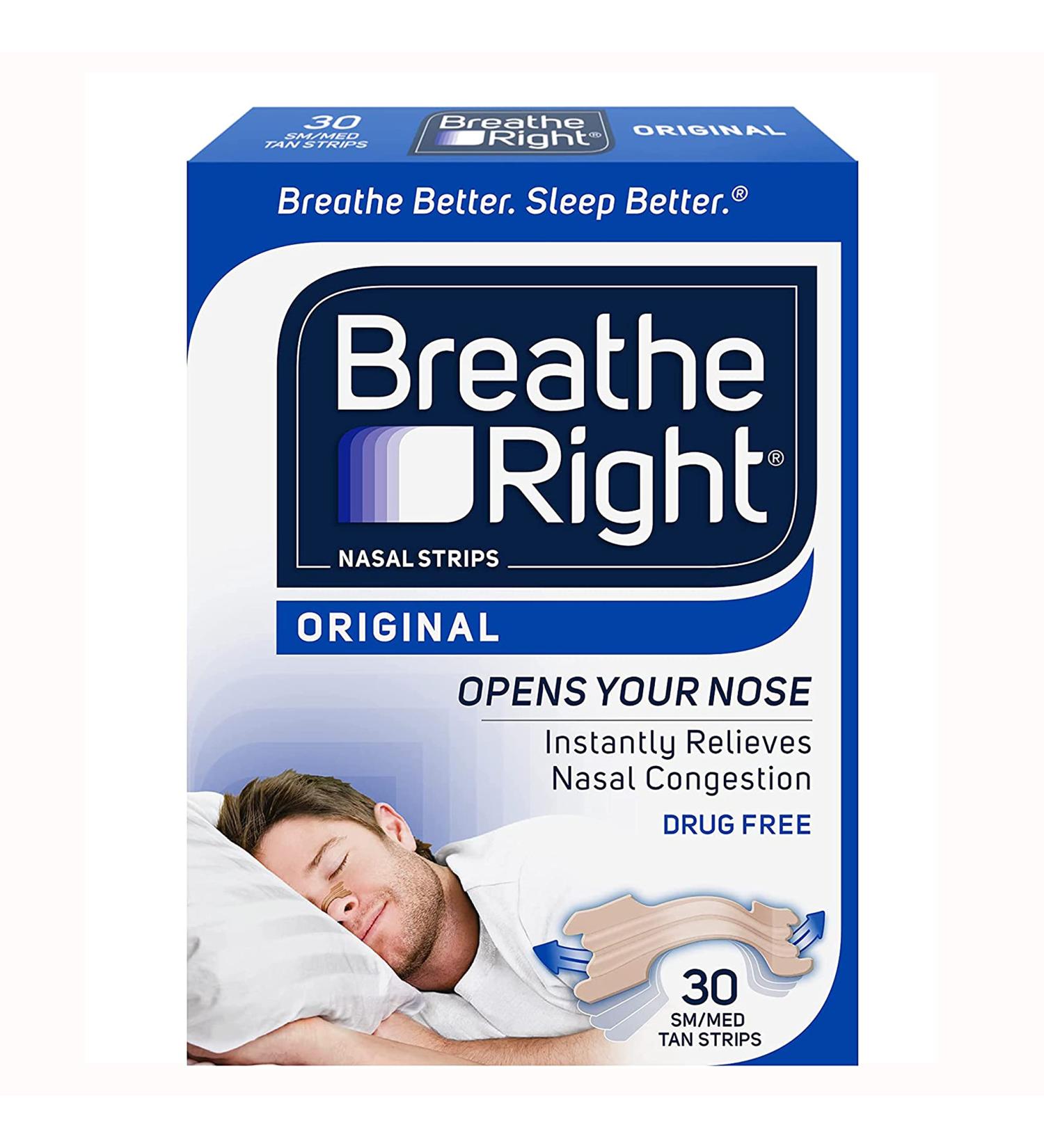 Breathe Right Original Tan Nasal Strips - 30ct Pack | Stop Snoring & Relief from Nasal Congestion | Drug-Free Solution for Colds & Allergies - Buy Online on GoSupps.com