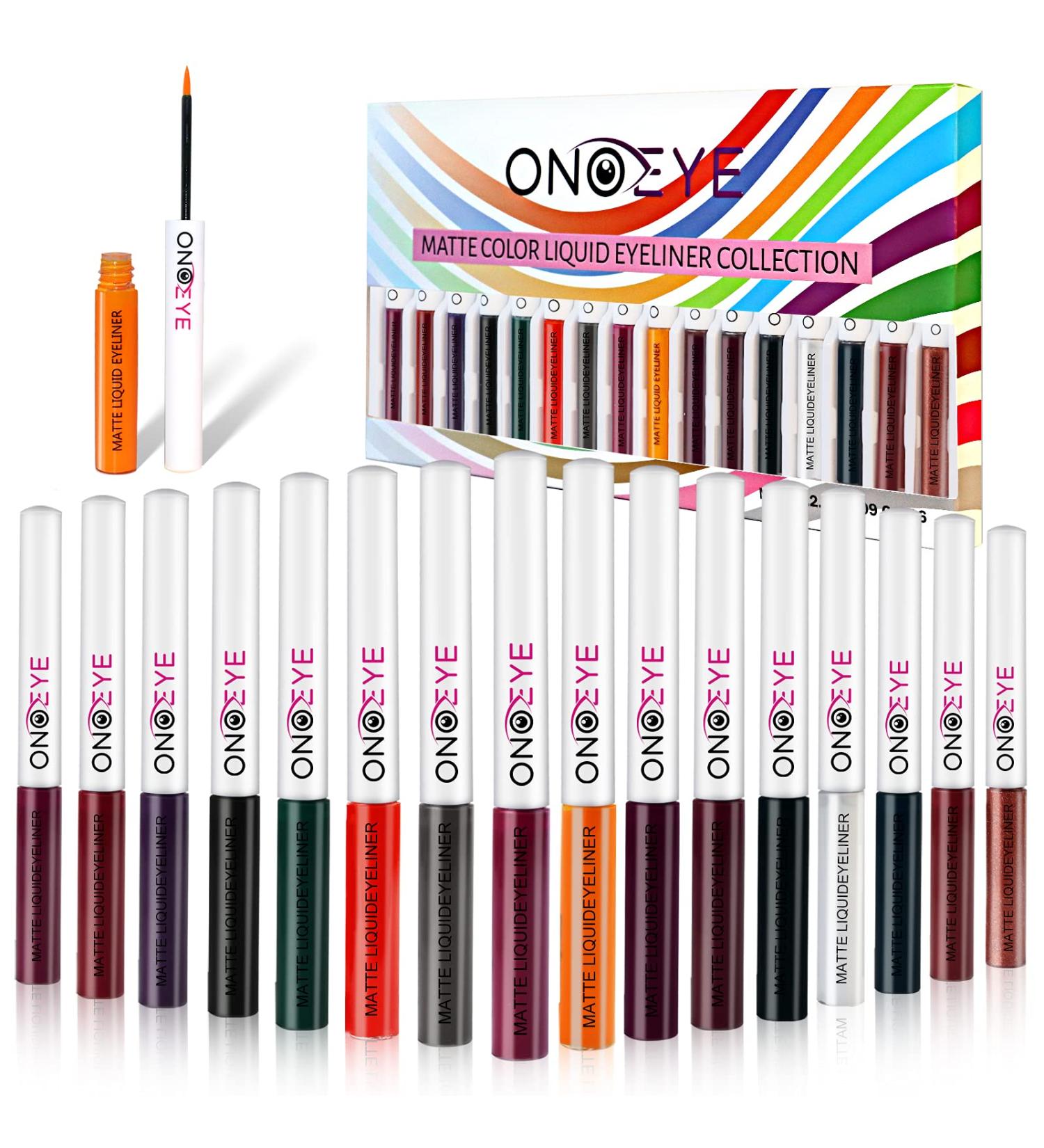 16-Color Matte Liquid Eyeliner Set | Neon Rainbow Colored Eyeliner Pencils | High Pigmented & Waterproof | Long Lasting Glitter Eyes Makeup Kit - Buy Online on GoSupps.com