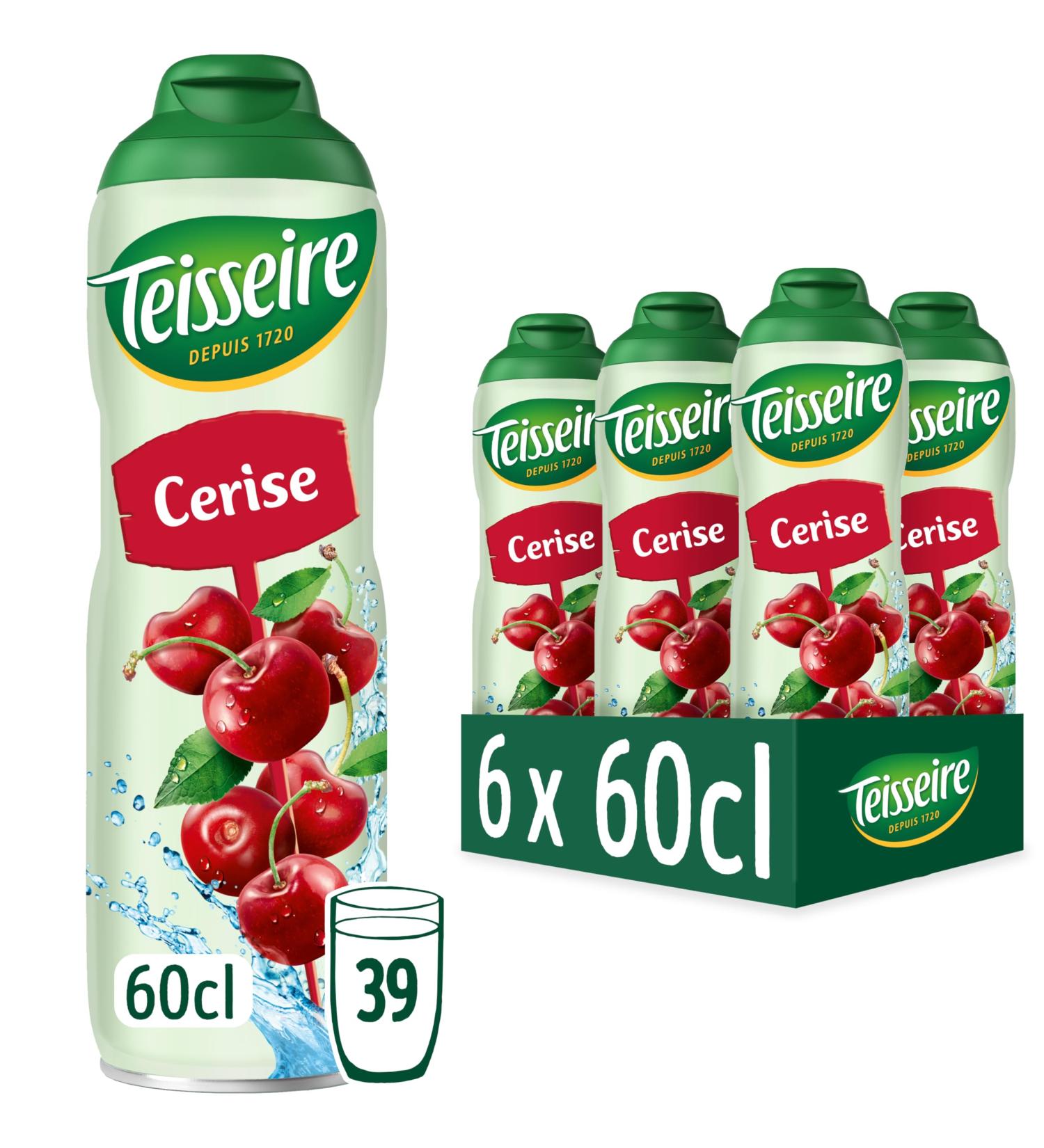 Teisseire Cherry Syrup for Refreshing Drink Cocktails Recyclable Bottle 6x60cl - Buy Online on GoSupps.com