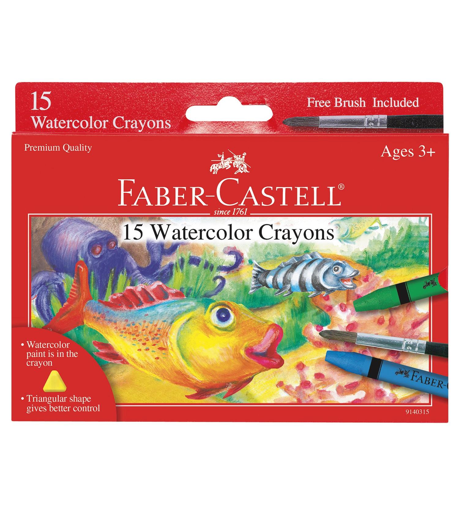 Faber-Castell Watercolor Crayons with Brush - 15 Colors | Premium Art Supplies for Kids - Buy Online on GoSupps.com