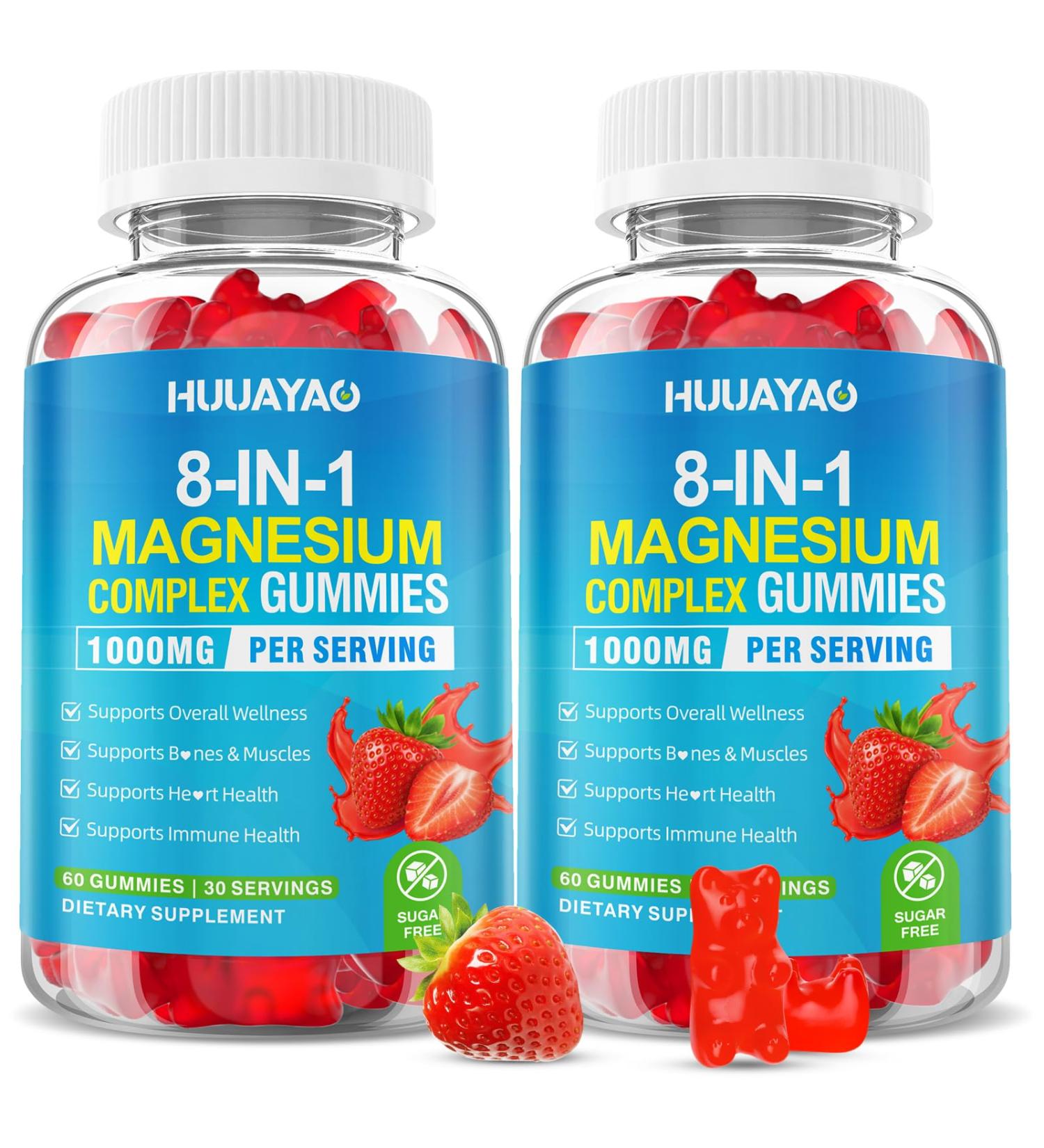 Magnesium Complex Gummies for Women Men 8 in 1 Magnesium Glycinate Citrate Malate Taurate for Bones Muscle Nerve Health Sugar-Free Vegan Non-GMO Strawberry Flavor 120 Count 120 Count (Pack of 1) - Buy Online on GoSupps.com
