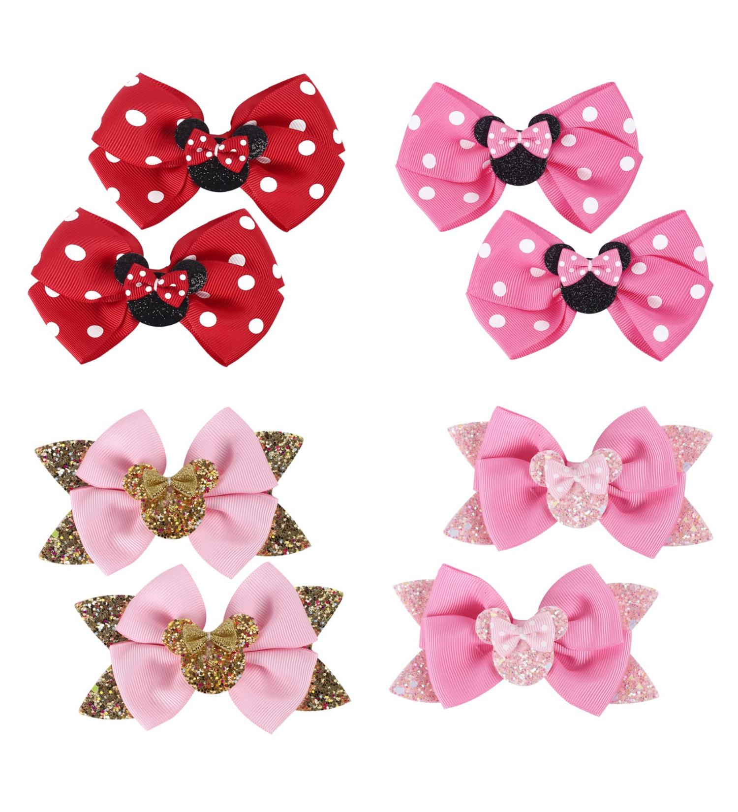 8pcs Mouse Ears Glitter Hair Bows Clips for Girls - Princess Hair Accessories for Kids & Women - Custom Birthday Party Decor - Buy Online on GoSupps.com