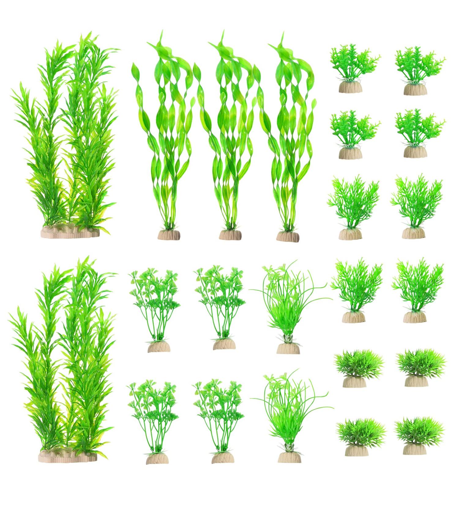 Ctpeng 23-Piece Artificial Aquarium Plants - Green & White Plastic Aquarium Decoration for International Shipping - Buy Online on GoSupps.com