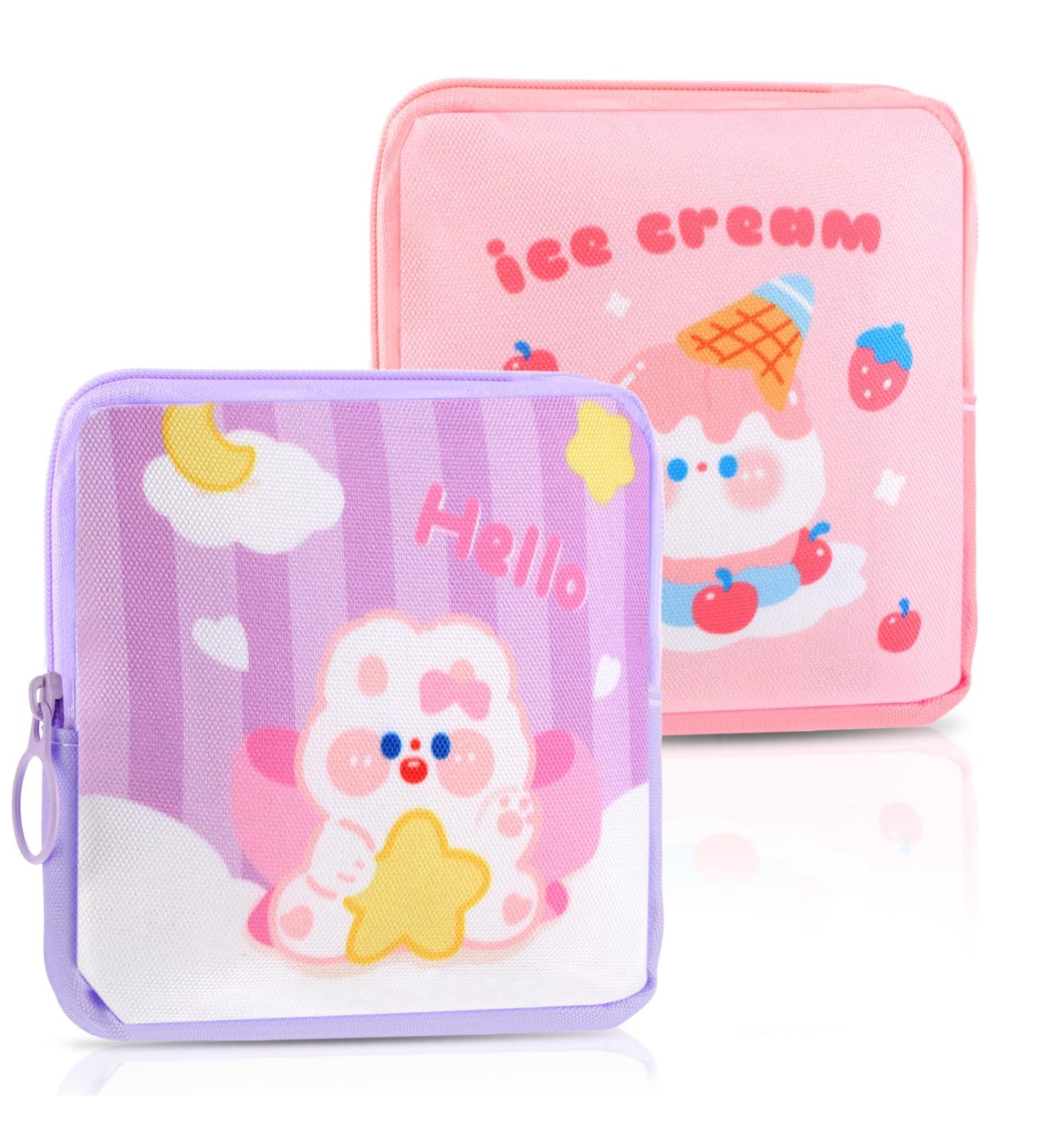 Simarro Tampon Storage Bag - 2 Piece Mini Period Pouch with Zipper for Women & Teens - Portable Pink & Purple Tampon Case - Buy Online on GoSupps.com