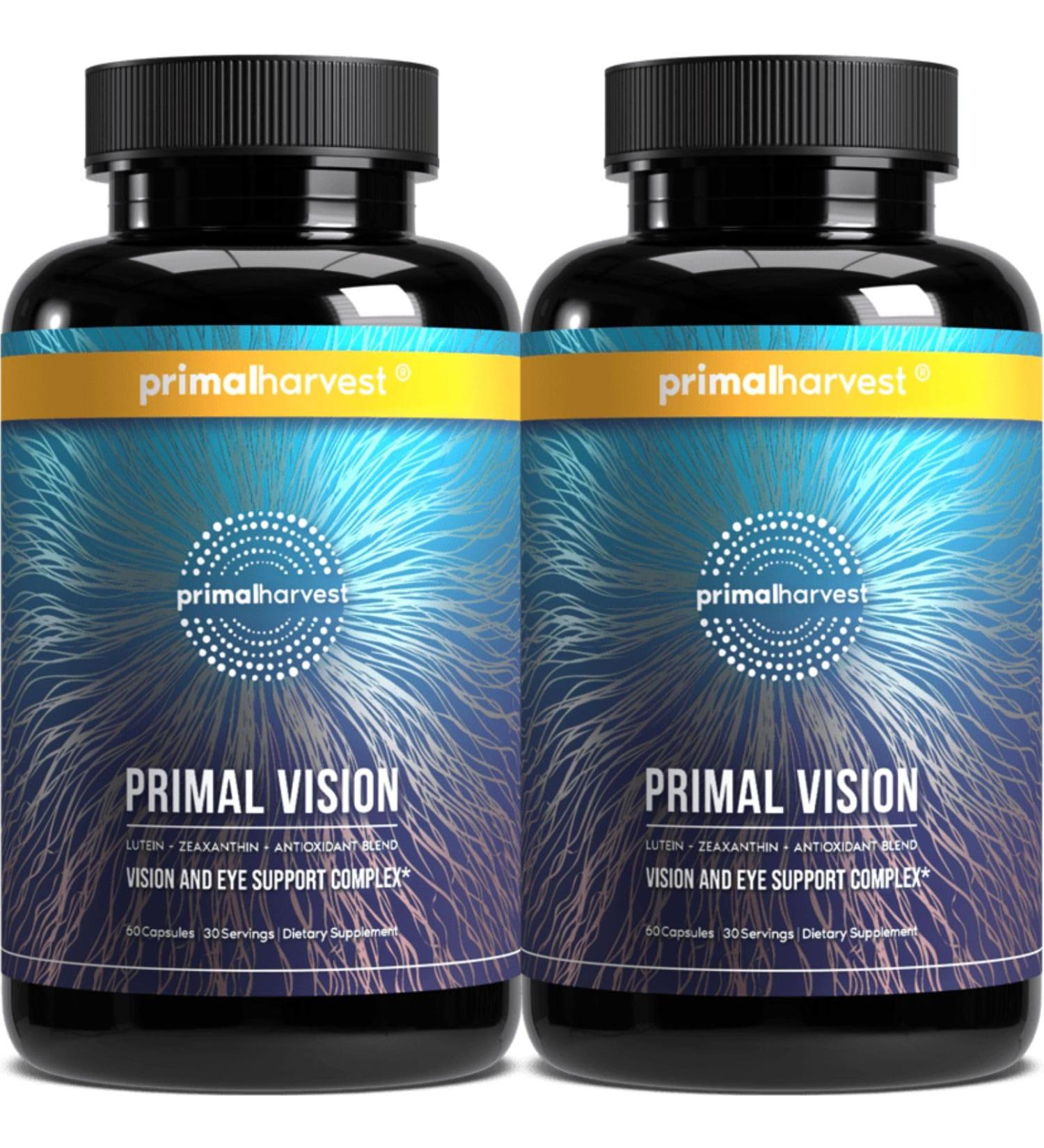 Primal Harvest Primal Vision with Lutein Zeaxanthin Vitamin A and Zinc for Eye Health Blue Light Support and Visual Clarity 2 Pack 60 Count (Pack of 1) - Buy Online on GoSupps.com
