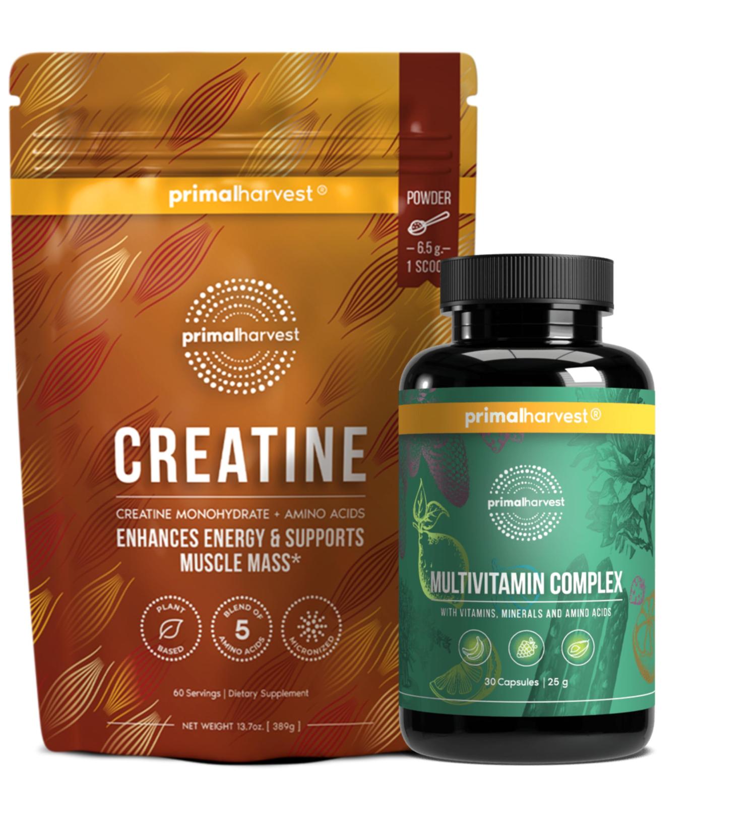 Primal Multivitamin + Primal Creatine Powder Bundle | 2-Pack | Support Daily Nutrition Energy & Muscle Strength | 30 Servings Each - Buy Online on GoSupps.com